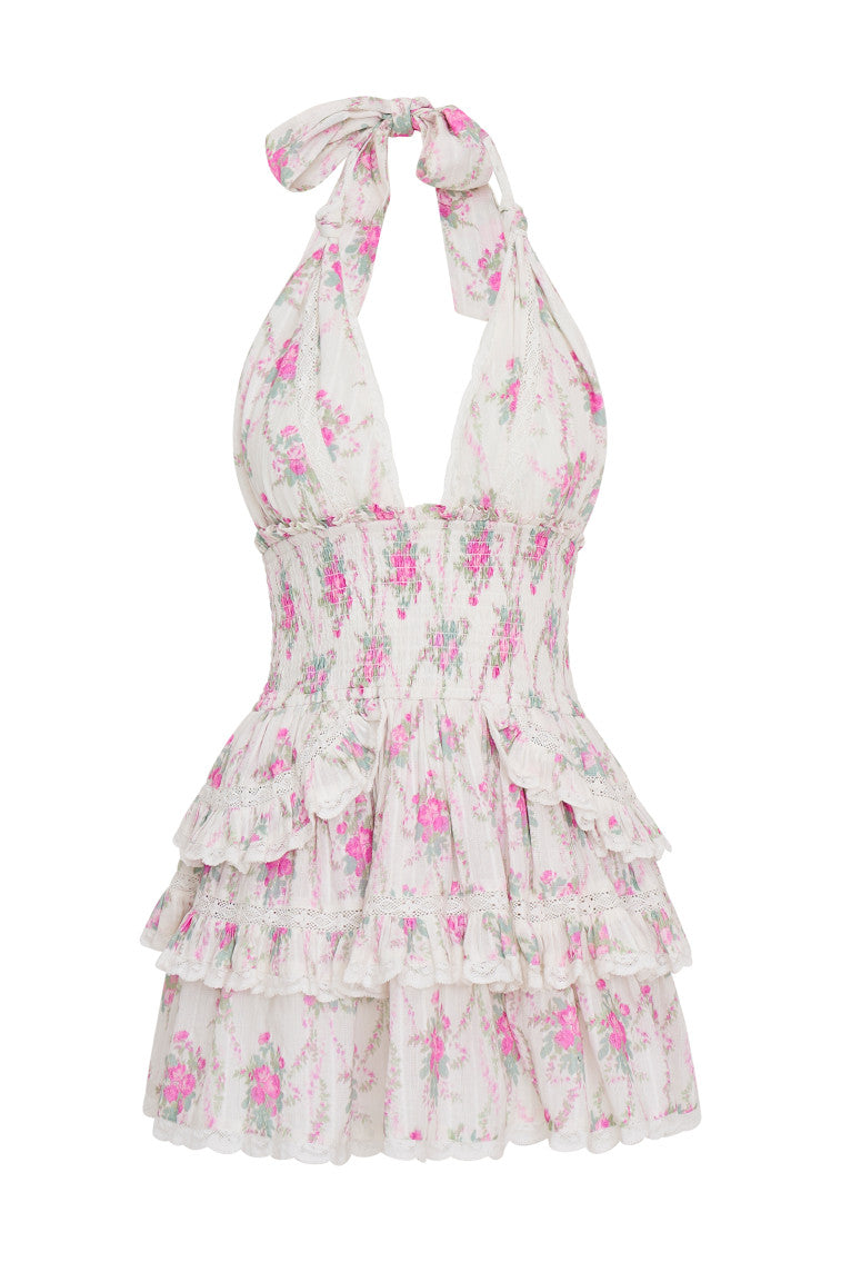 Deanna Women's Cotton Floral Print Halter Neck Summer Dress - Perfect for Beach Vacations, Garden Parties & Date Nights