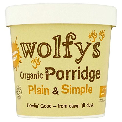 Organic Plain & Simple Porridge Pot by Wolfy's - 60g (0.13 lbs) | Quick & Healthy Breakfast Oatmeal for Busy Mornings, Office Snacks & Camping Meals