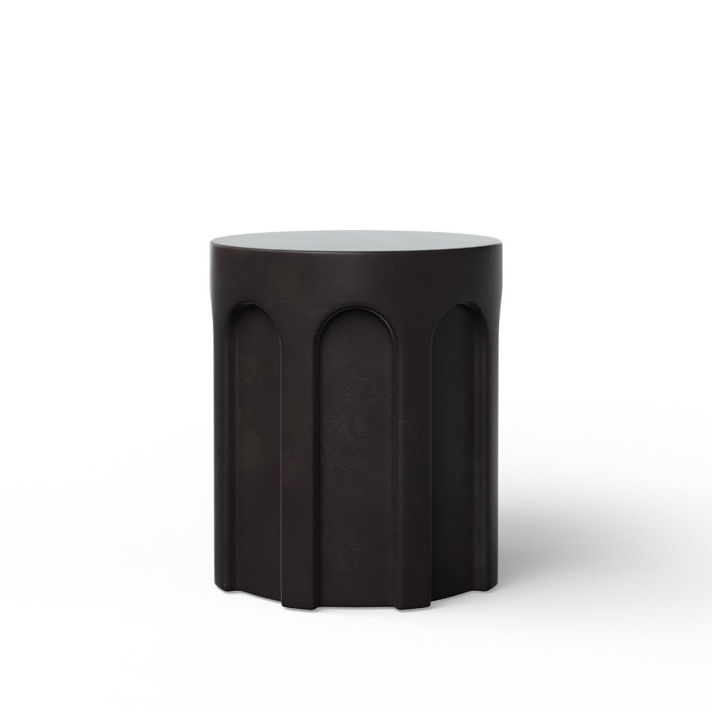 Atlas Outdoor Concrete Round Stool - Durable Garden & Patio Seating for Backyard, Poolside & Fire Pit Areas - Weather-Resistant Modern Design