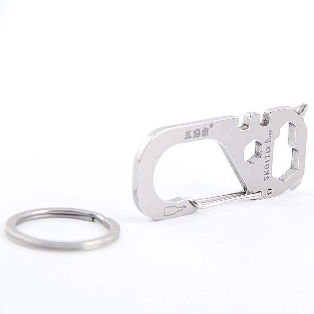 Sanrenmu Keychain Multi-Tool with Screwdriver & Wrench - Compact EDC Tool with Key Ring for Outdoor, Camping, Hiking & Everyday Carry