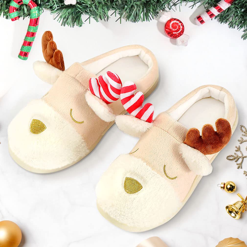 Cozy Fuzzy Animal Slippers for Women & Kids - Non-Slip Memory Foam Winter House Shoes | Cute Puppy, Polar Bear & Reindeer Designs for Christmas Gifts | Perfect for Indoor, Bedroom & Lounge Wear
