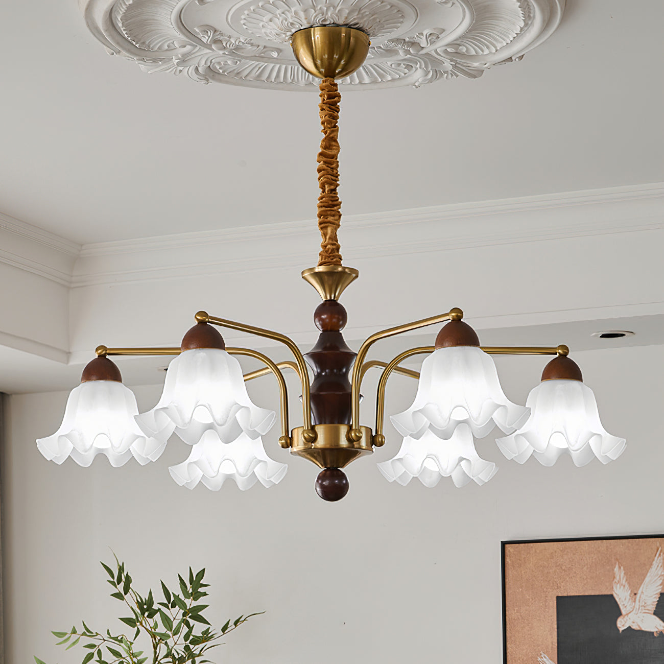 Elegant Blossom Flowers Chandelier - Floral Crystal Ceiling Light Fixture for Dining Room, Bedroom & Living Room Decor