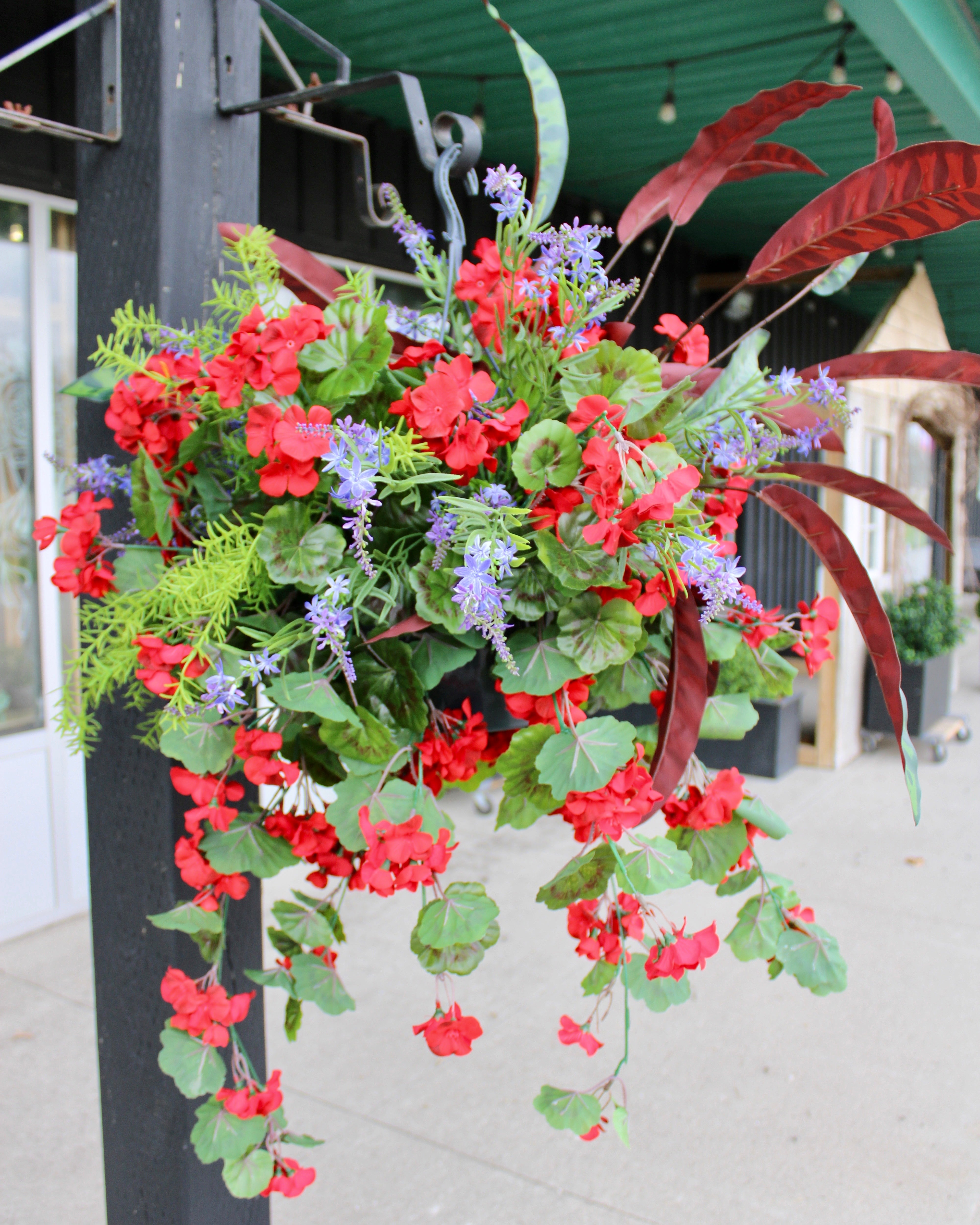 Red Hanging Basket Drop-In Planter - Perfect for Indoor Plants, Outdoor Gardens, and Balcony Decor
