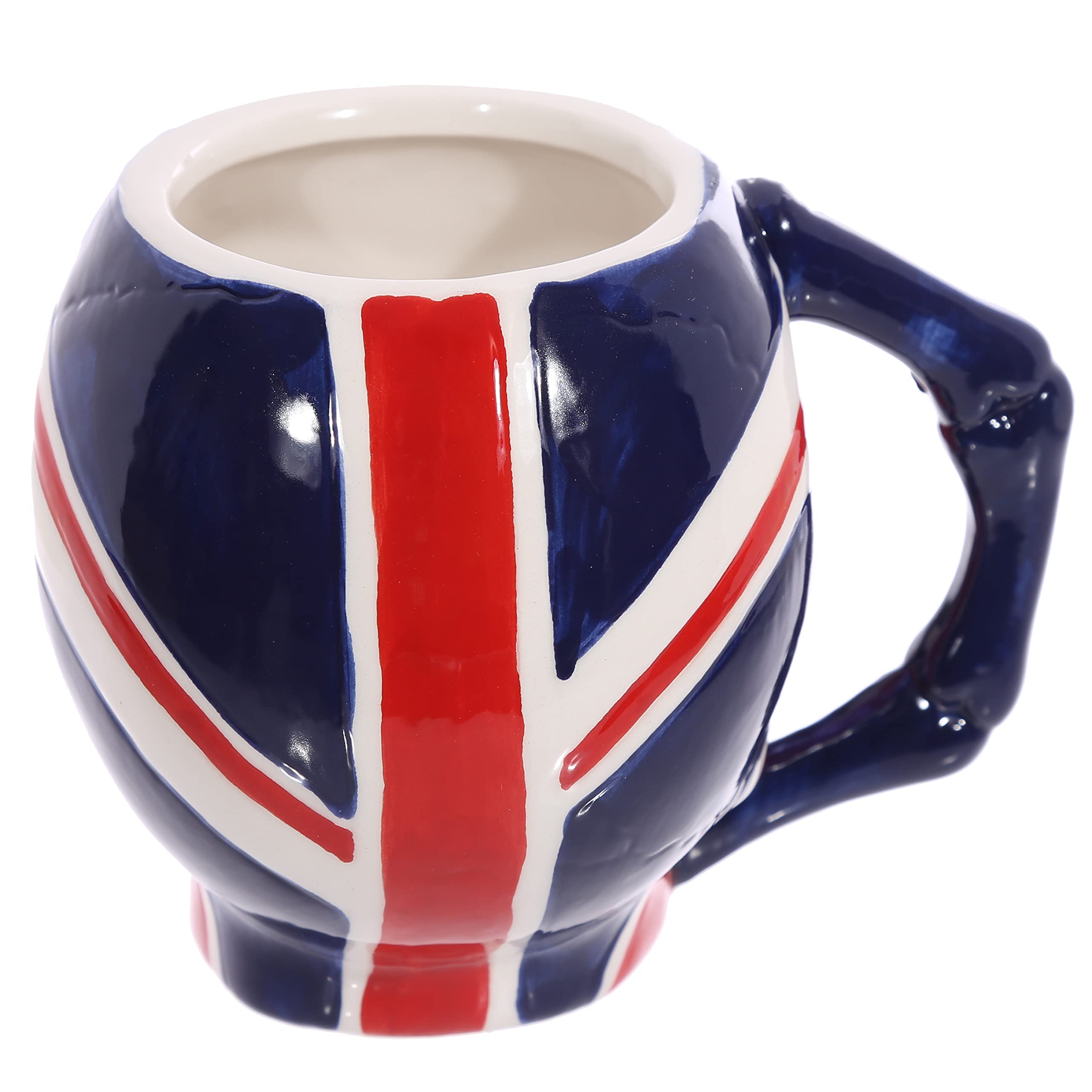 UK Flag Skull Ceramic Coffee Mug - Funny Novelty Tea Cup for Men & Women - Large 15oz Hot Drink Cup - Unique Gift for Girlfriend, Boyfriend, Secret Santa - Perfect for Home, Office, Halloween & British Theme Parties
