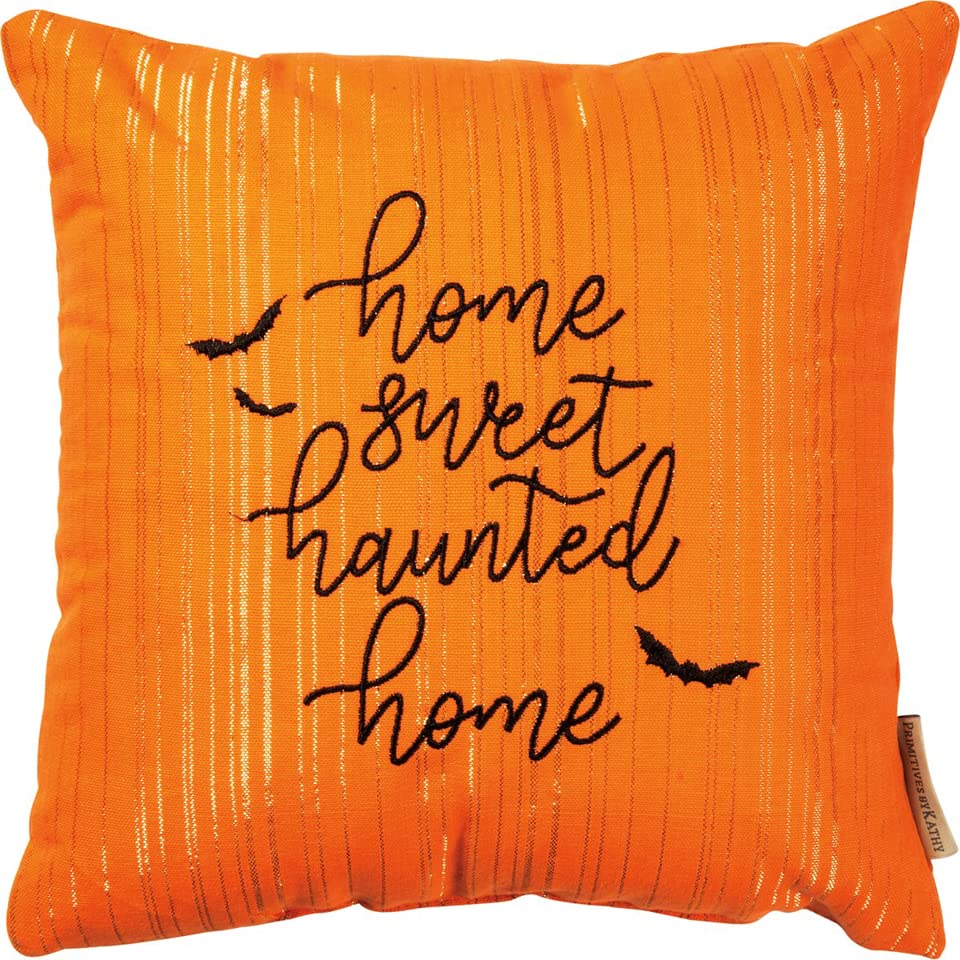 Primitives by Kathy Halloween Throw Pillow - Home Sweet Haunted Home Decor | Cozy Seasonal Cushion for Sofa, Porch & Fall Home Decor