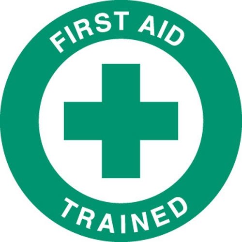 Brady 42241 2-Inch Vinyl First Aid Trained Hard Hat Labels - 50 Cards (4 Labels Each) for Construction Safety & Workplace Compliance
