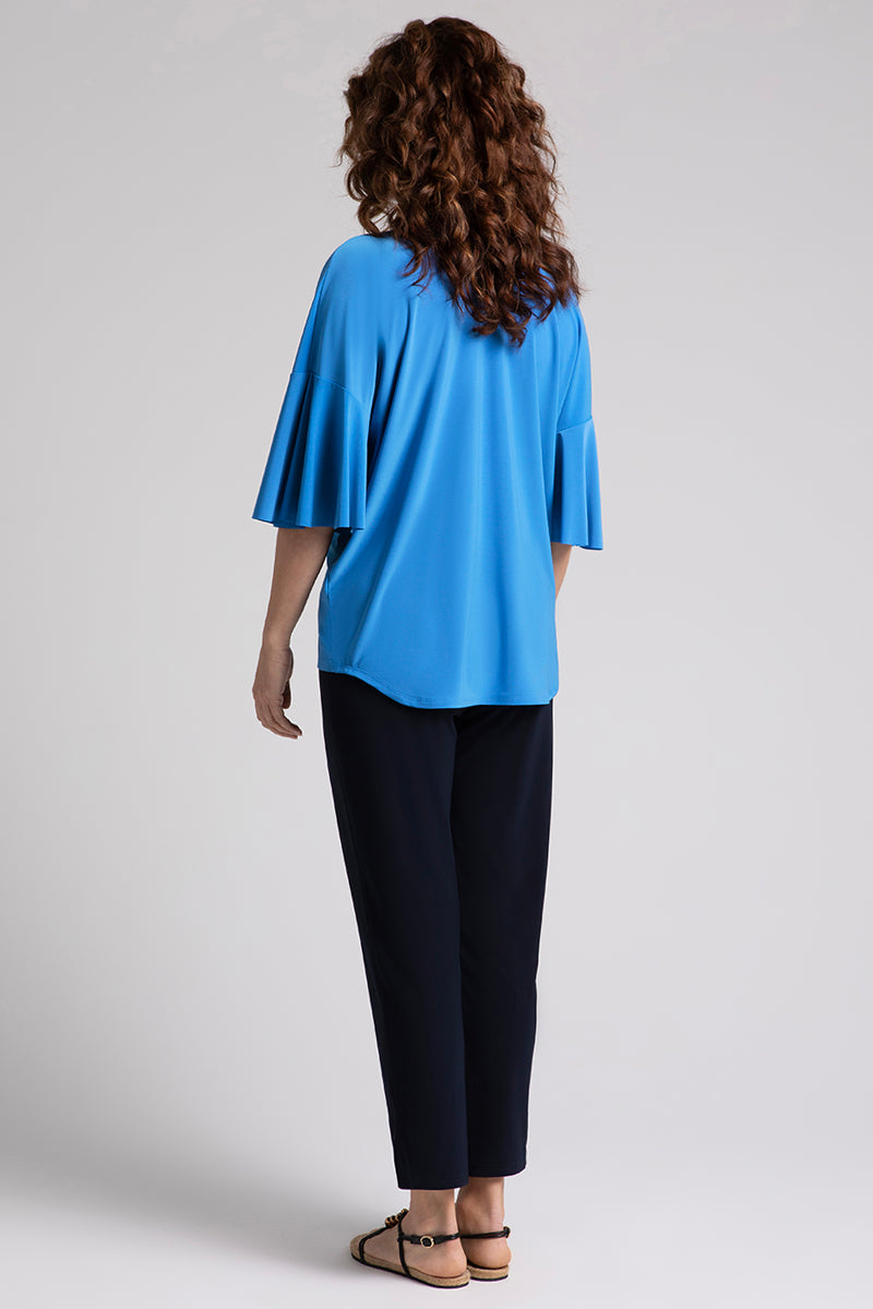 Flutter Dolman Sleeve Top for Women - Soft & Comfortable Marine Blue Blouse for Casual Wear & Layering