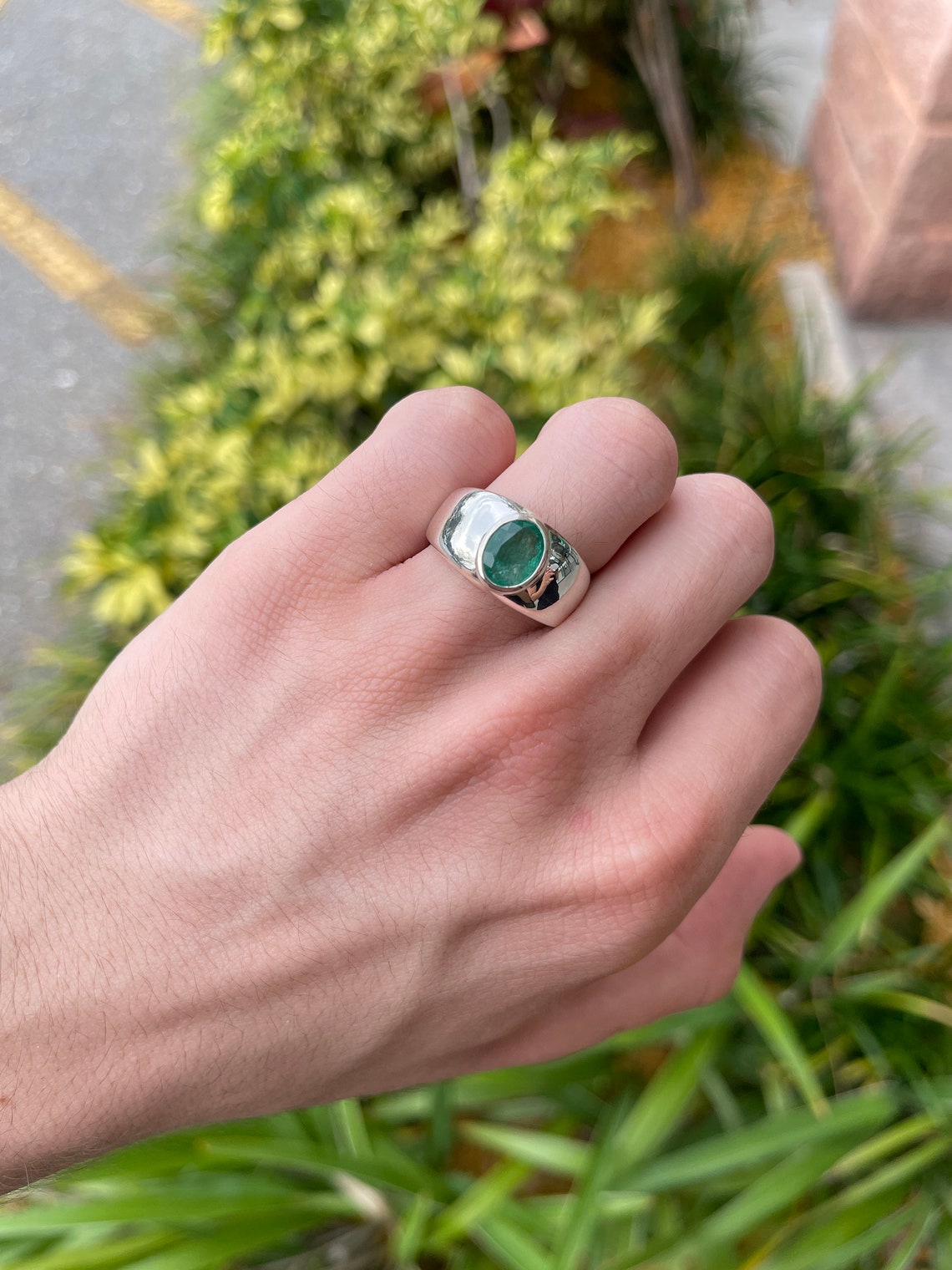 2.0 Carat Natural Emerald Oval Cut Solitaire Ring in 925 Sterling Silver with Bezel Setting - Perfect for Engagement, Wedding, Anniversary & Everyday Elegance