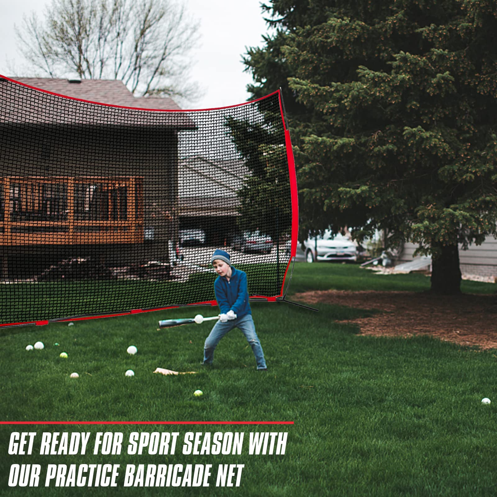 Portable Backstop Barrier Netting for Lacrosse, Soccer, Basketball & Tennis - Multi-Sport Protective Screen with Carry Bag | Perfect for Backyard, Training & Game Practice