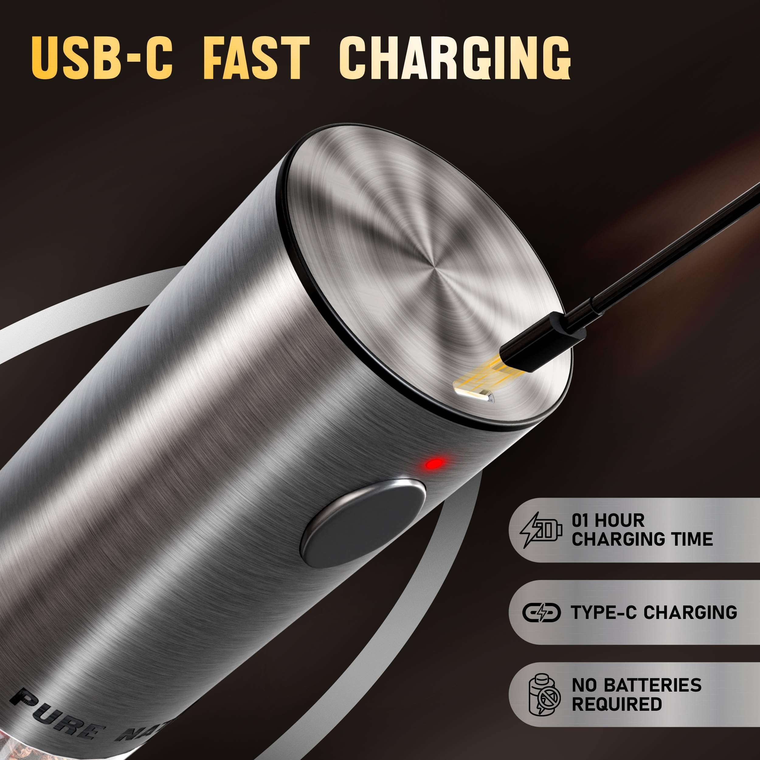 Premium Electric Salt and Pepper Grinder Set - Rechargeable with LED Lights, 5 Adjustable Coarseness, Large Capacity & Type-C Fast Charging - Perfect for Kitchen, Dining Table, Camping & Gifts