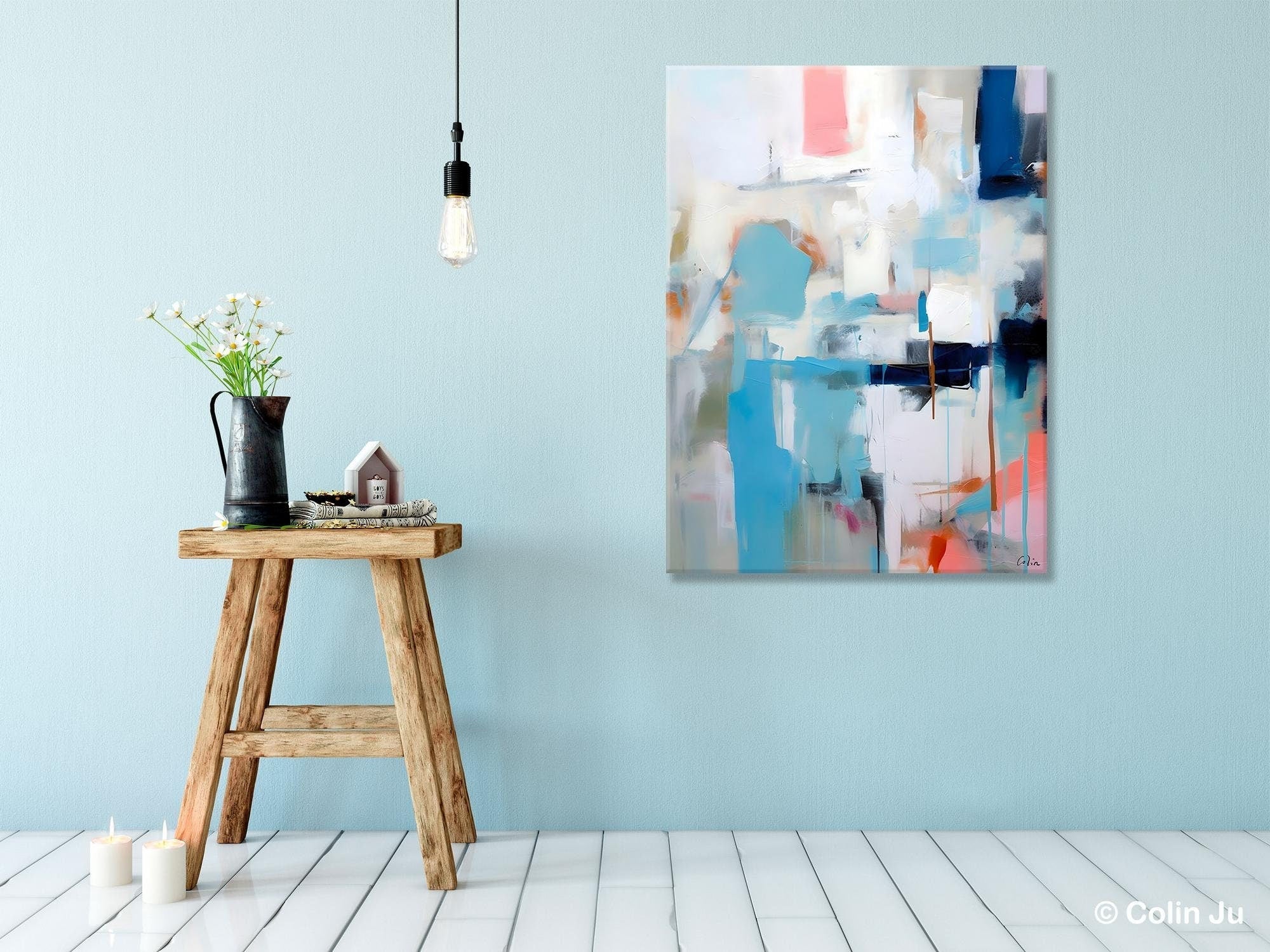 Contemporary Abstract Canvas Painting - Extra Large Modern Wall Art for Dining Room - Handmade Acrylic Painting - Perfect for Home Decor & Office Wall Art