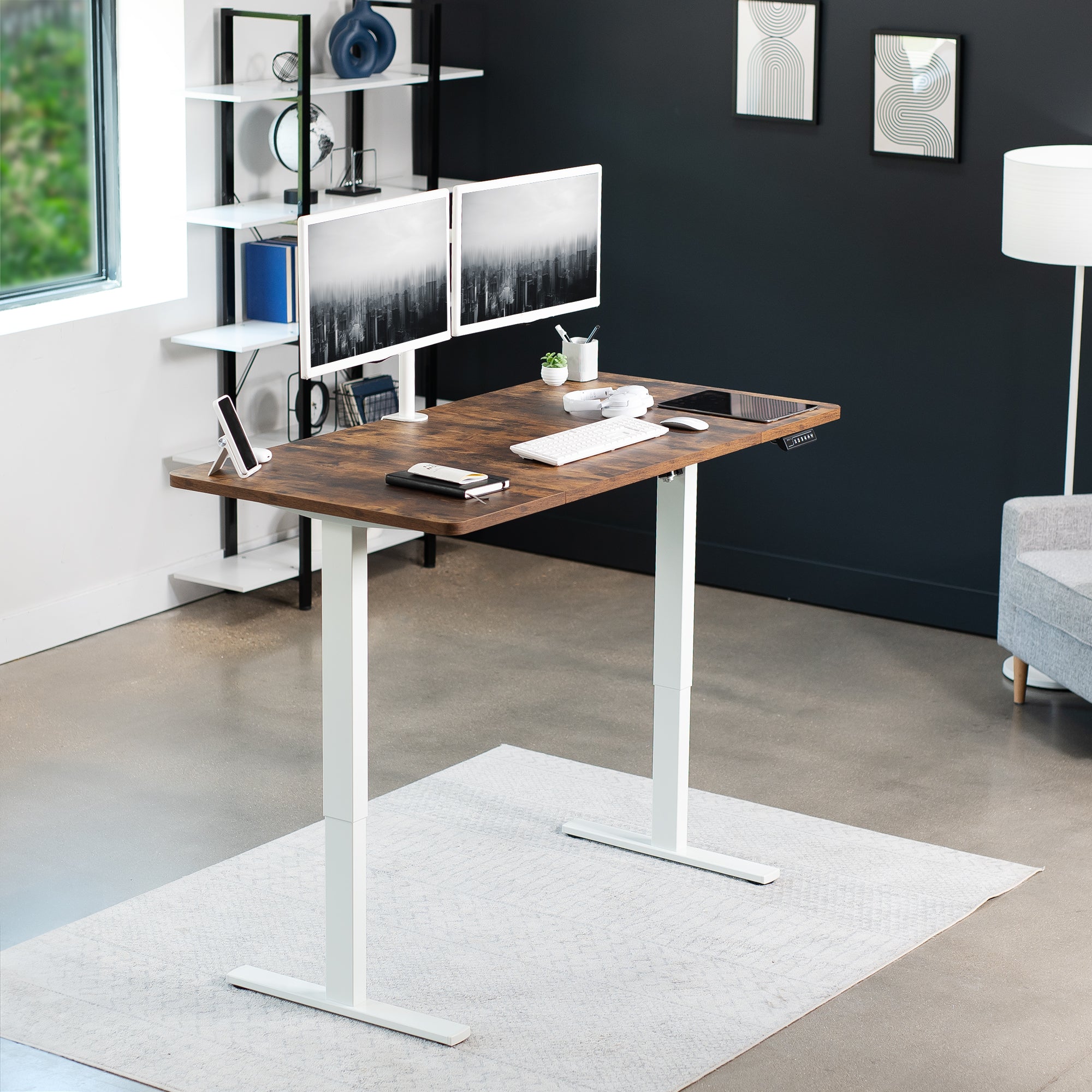 1B Split Top Series Single Motor Electric Standing Desk with Push Button Memory Controller - Perfect for Home Office, Gaming & Study Workspace