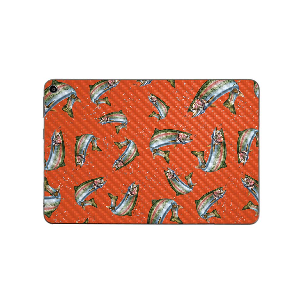 MightySkins Carbon Fiber Skin for Amazon Fire HD 8 (2020) - Trout Collage Design | Protective & Durable Textured Cover | Easy to Apply, Removable Vinyl Decal | Made in USA | Perfect for Home, Office & Travel Use