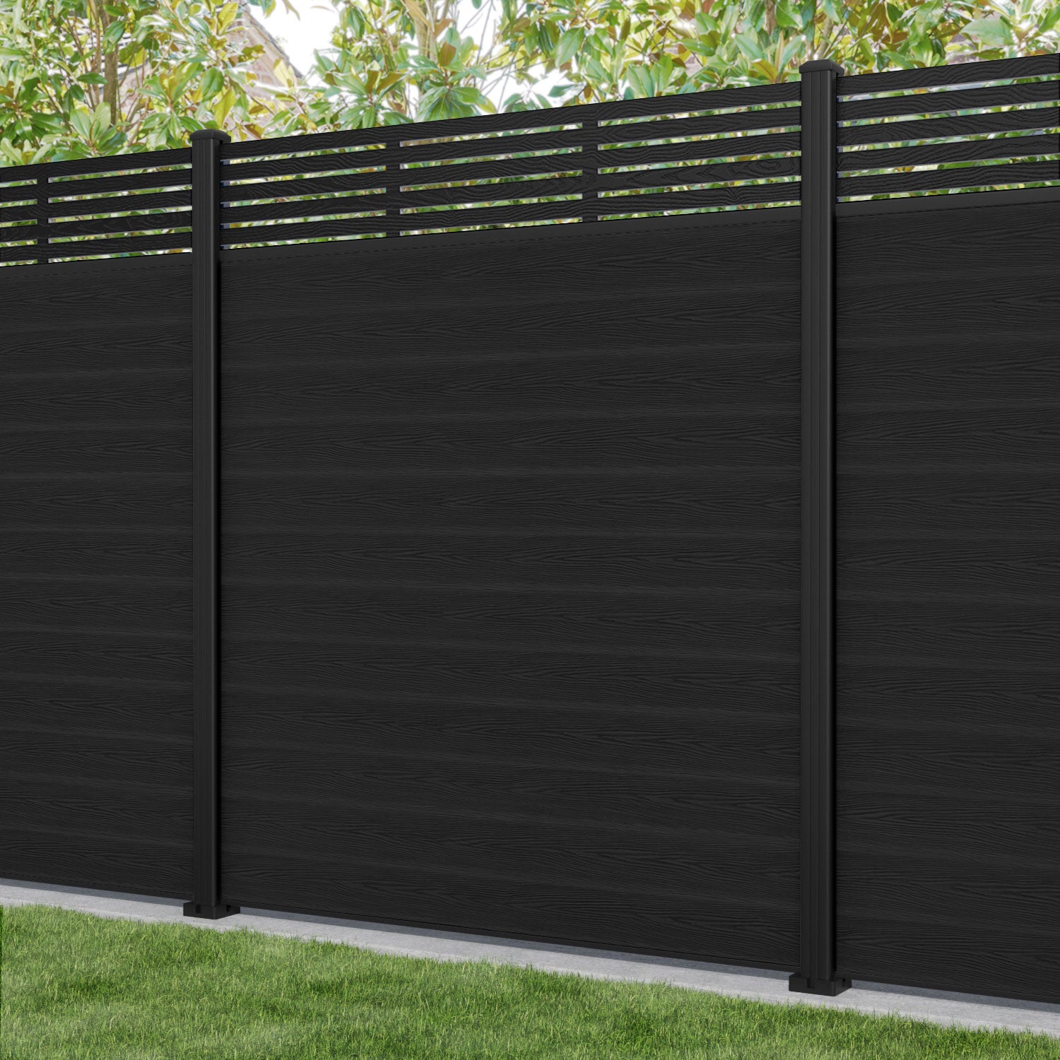 Classic Black Aspen Fence Panel with Aluminum Posts - Durable Outdoor Privacy Fence for Backyard, Garden, and Property Boundaries