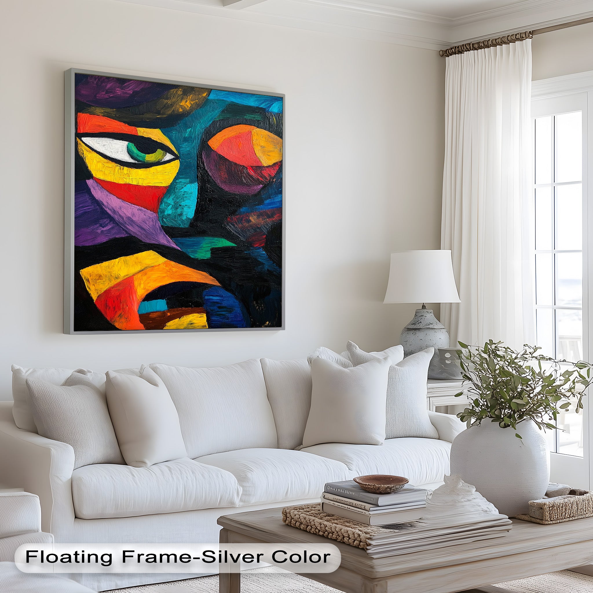 Abstract Eye Expression Fauvism Oil Painting - Modern Wall Art for Living Room, Bedroom & Office Decor