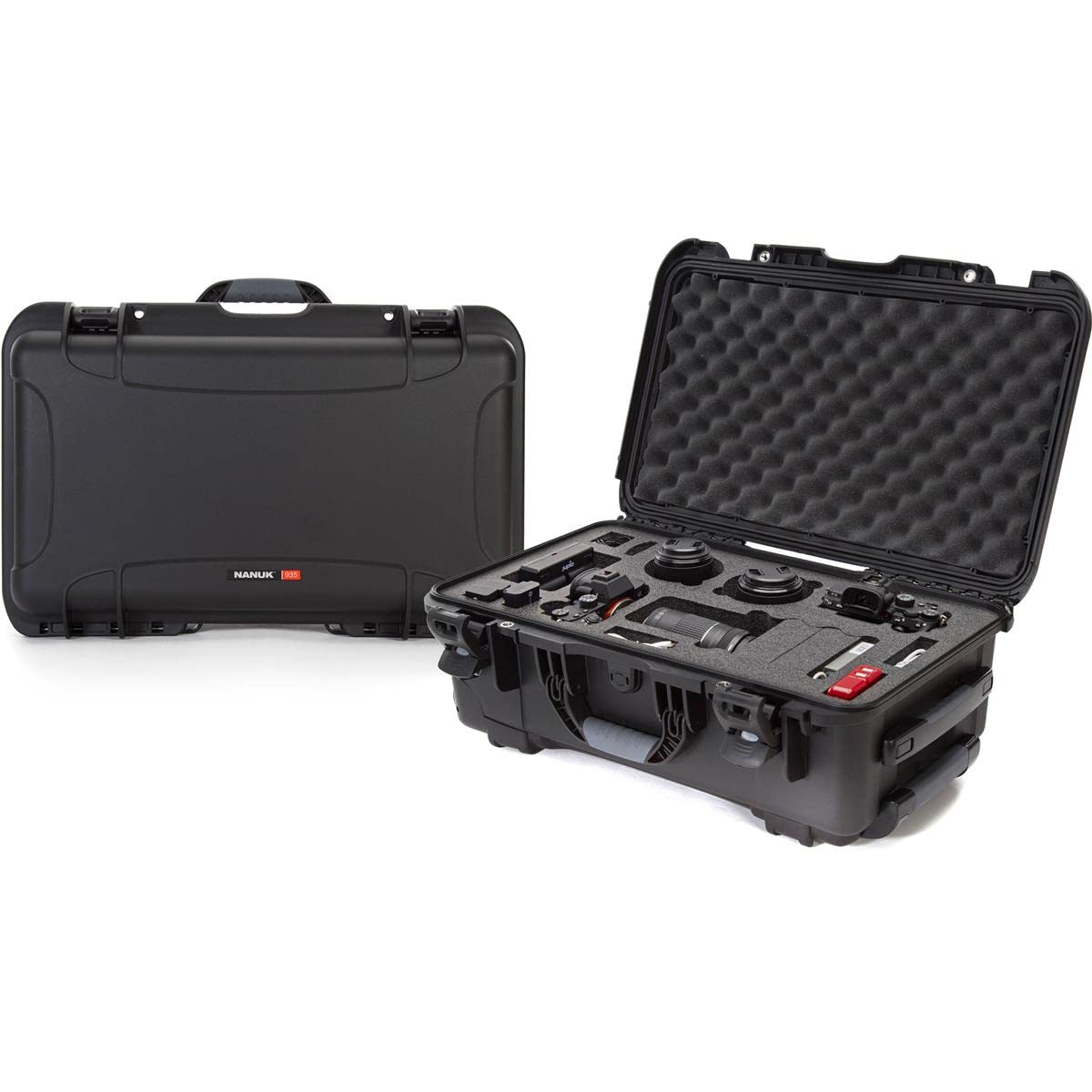Nanuk 935 Waterproof Hard Case with Wheels & Foam Insert - Lightweight NK-7 Resin Protective Travel Case for Canon Nikon DSLR Cameras (Black) - Perfect for Air Travel, Outdoor Photography & Equipment Storage