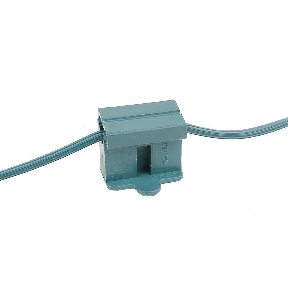 25 Pack SPT1 Female Vampire Plugs - Green Christmas Light Connectors with Slide-On Back, 8 Amp Rating for Indoor & Outdoor Holiday Decorations | Perfect for Christmas Trees, Yard Displays & Home Lighting