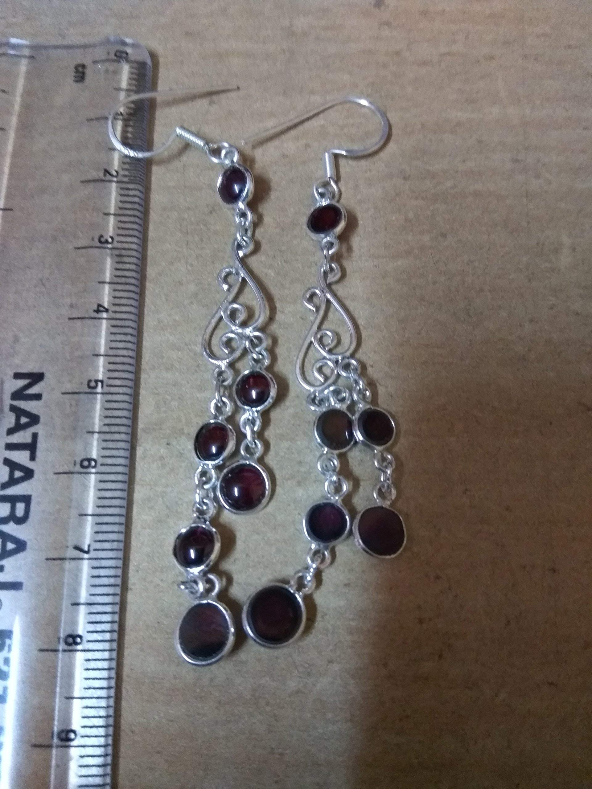 Garnet Earrings for Women - Sterling Silver Dangle Earrings, Long Red Gemstone Jewelry | Trendy Fashion Accessories for Wife, Bridesmaids & Anniversary Gifts | Perfect for Weddings, Parties & Special Occasions