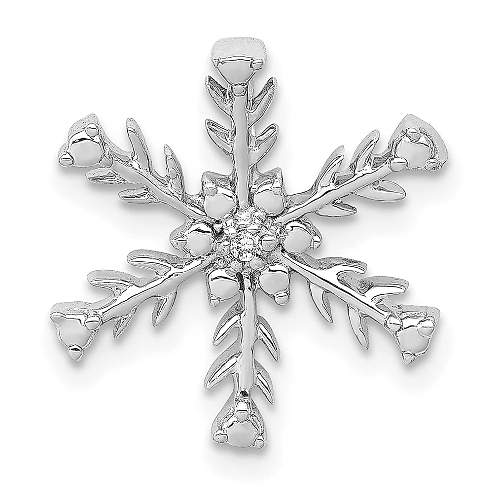 14K White Gold 0.01ct Diamond Snowflake Pendant Necklace for Women - Elegant Winter Jewelry Gift for Her, Perfect for Christmas, Anniversary & Special Occasions