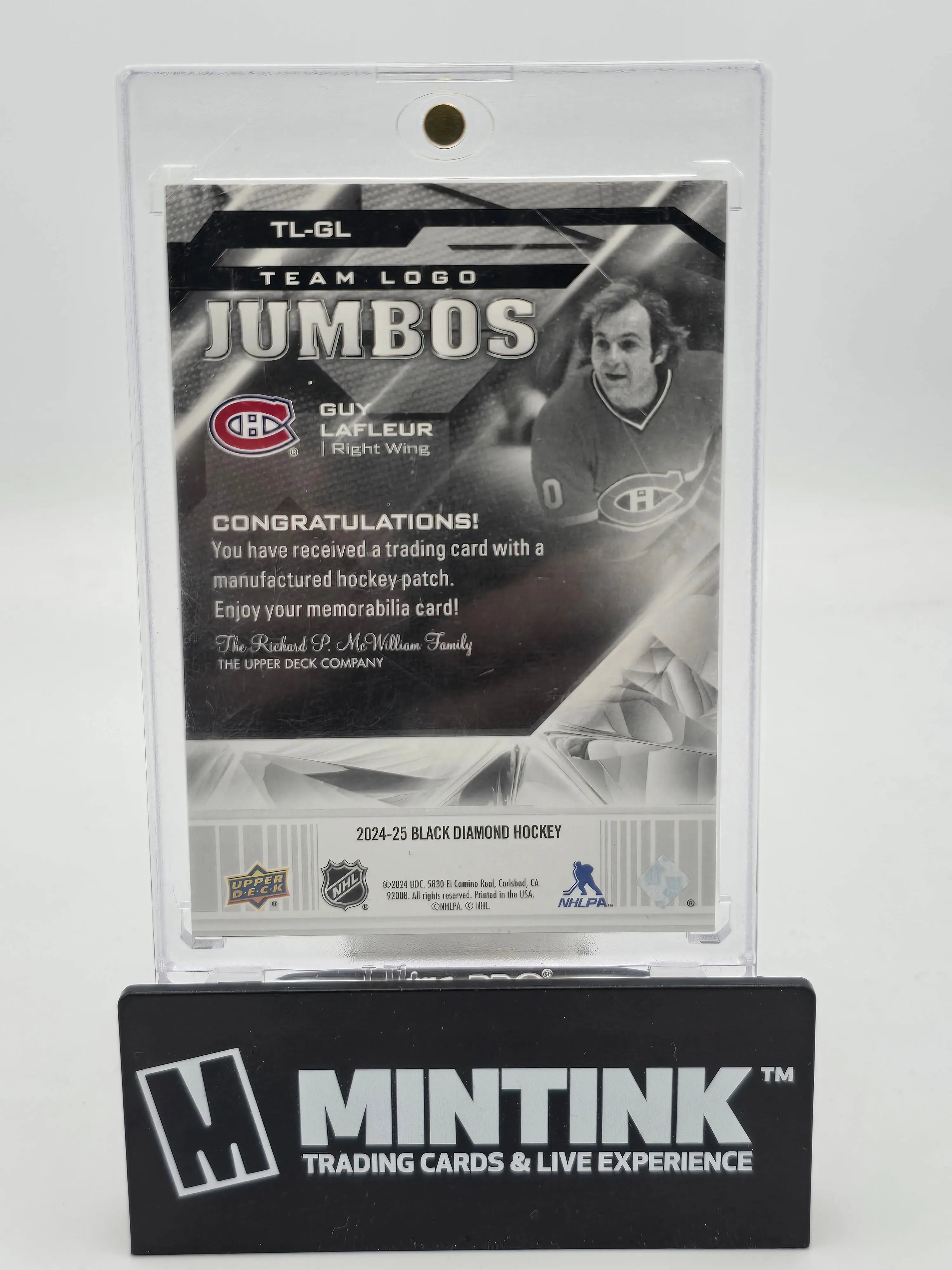 2024-25 Upper Deck Black Diamond Hockey Guy LaFleur Team Logo Jumbo Cards - Collectible Sports Memorabilia for NHL Fans & Card Collectors