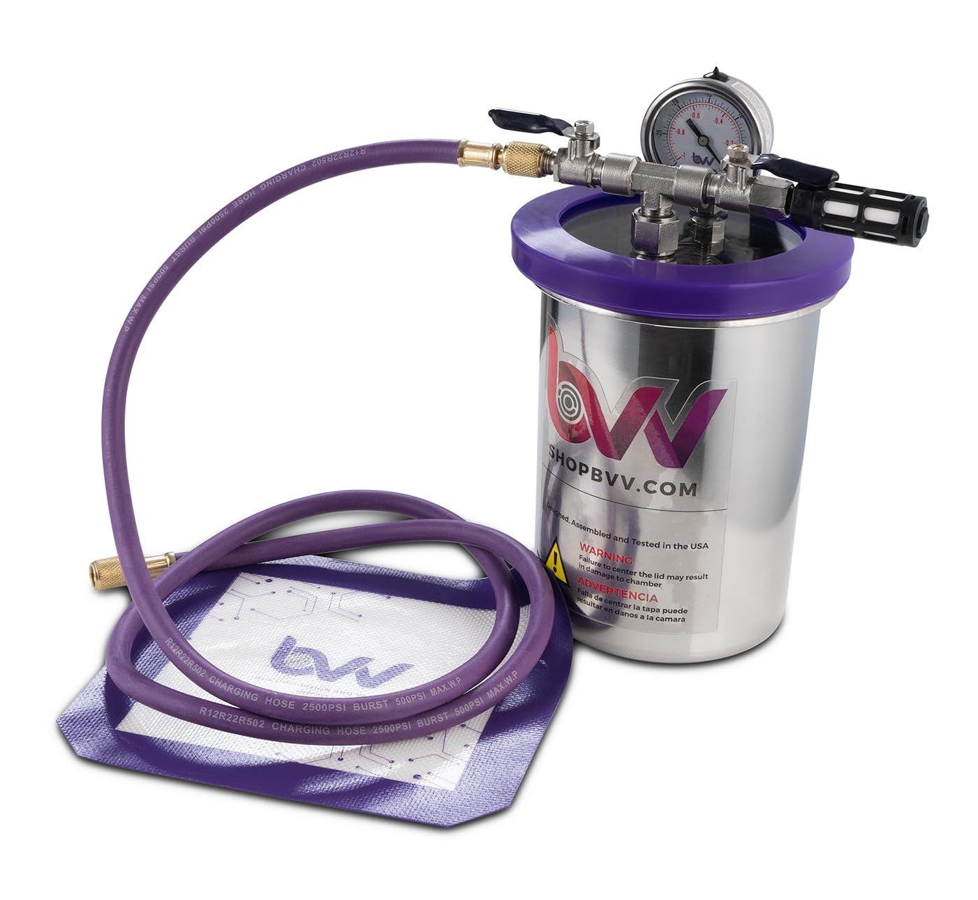 BVV 2 Quart Tall Stainless Steel Vacuum Chamber for Food Preservation, Resin Degassing & Science Experiments - Airtight Seal Kitchen & Lab Equipment