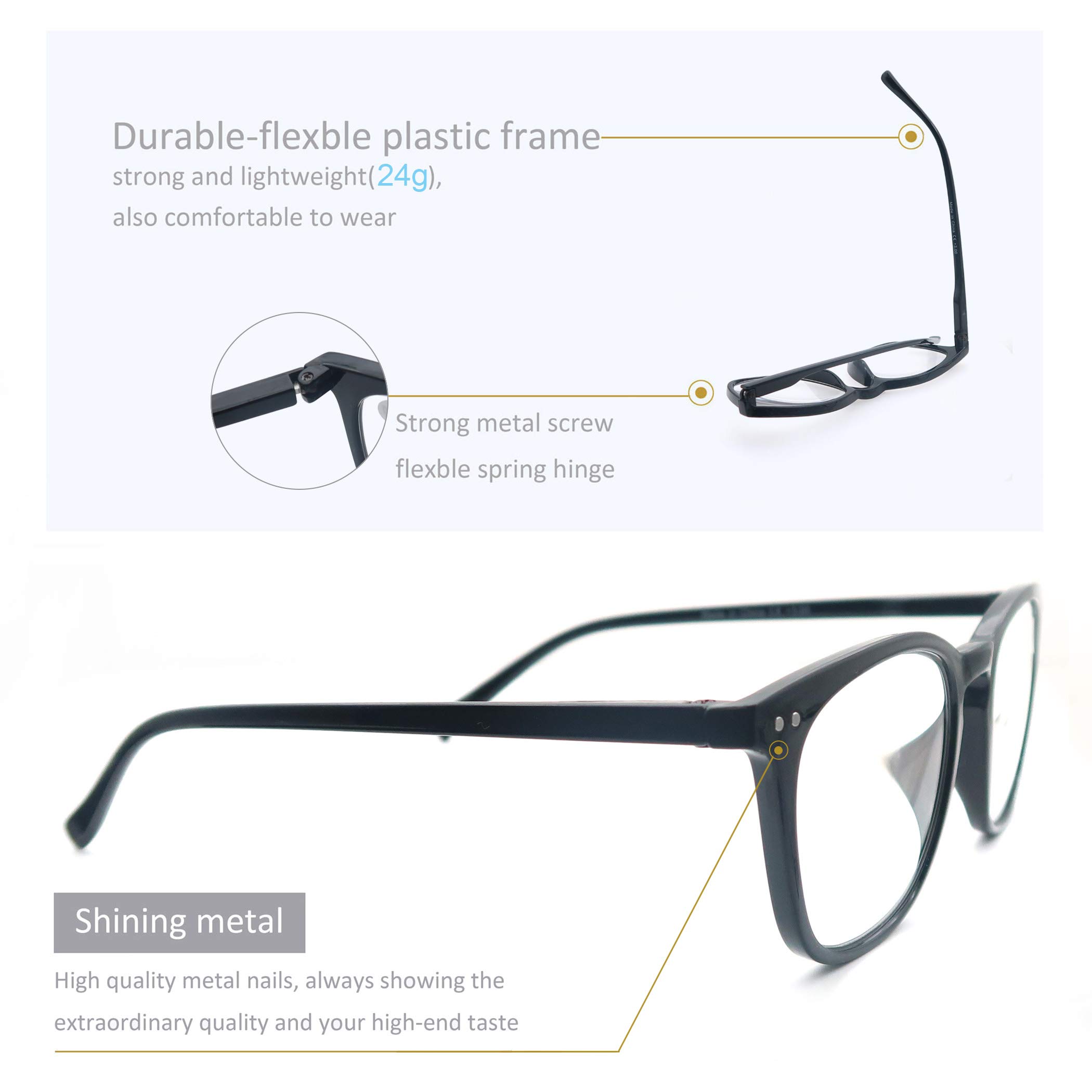 3 Pack Stylish Oval Reading Glasses for Women & Men - Flexible Spring Hinge Tortoise Frame Readers +3.00 Strength - Perfect for Reading Books, Crafts & Computer Work