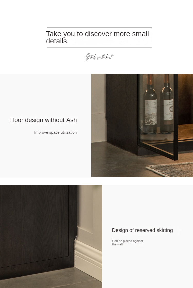 Premium Oak Solid Wood Wine Cabinet with Glass Doors - Elegant Display for Wine Bottles, Perfect for Dining Room, Bar, or Home Cellar Storage