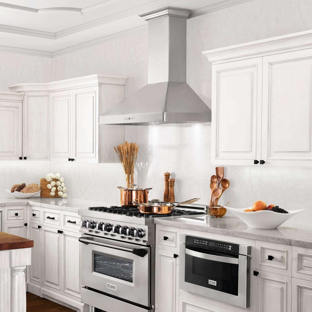ZLINE Stainless Steel Wall Mount Range Hood with Built-in CrownSound Bluetooth Speakers (KF2CRN BT) - Perfect for Modern Kitchens & Open-Concept Living Spaces