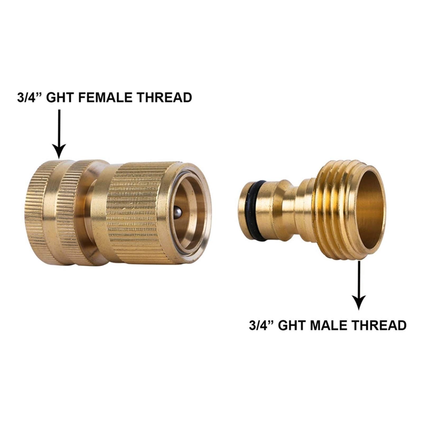 **3-Pack Solid Brass Garden Hose Quick Connect Fittings - 3/4 Inch GHT, Heavy-Duty & Corrosion-Resistant for Outdoor Watering, Irrigation & Car Washing**