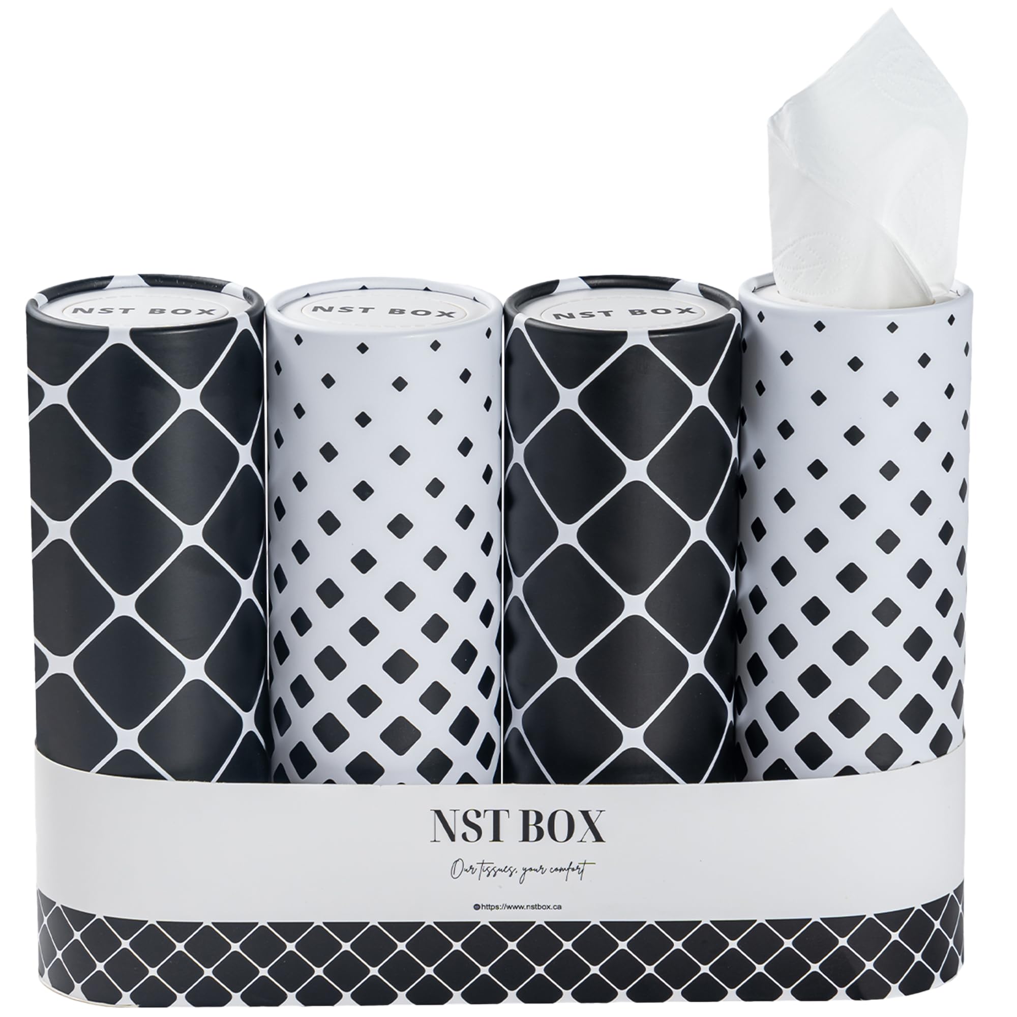 4-in-1 Car Tissue Holder Set - 50 Tissues per Box for Travel & Office Use