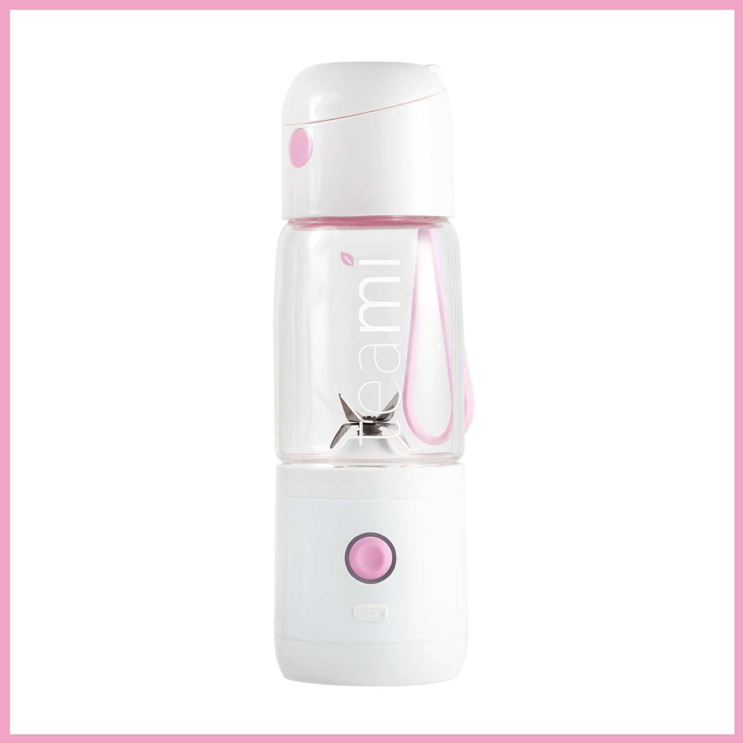 Teami MIXit 2.0 Portable Blender - 18.6oz Glass Personal Blender with USB Rechargeable Battery & 6 Blades - Perfect for Smoothies, Protein Shakes & Meal Prep at Gym, Office or Home (Baby Pink) - Compact Travel Blender for Healthy Drinks On The Go