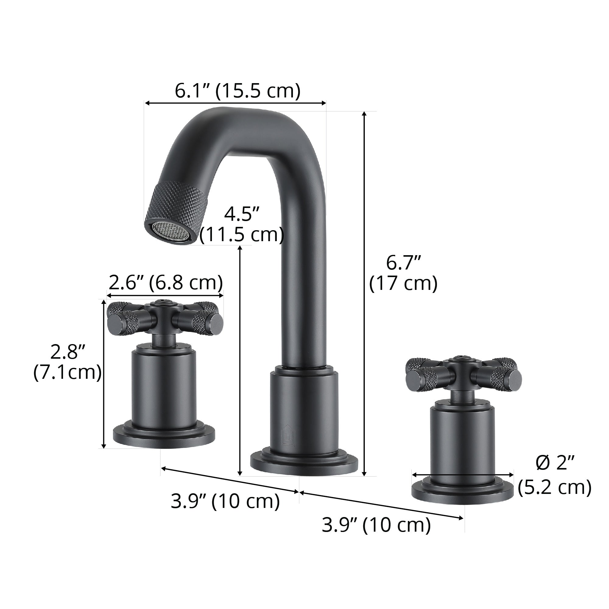 Ancona Matte Black 8-Inch Widespread Bathroom Faucet for Men - 3 Hole Cross Handle Design | Perfect for Modern Sink Vanities & Guest Bathrooms