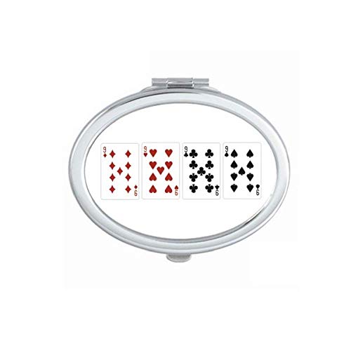 DIYthinker 9 Heart Spade Diamond Club Pattern Portable Folding Double-Sided Makeup Mirror - Perfect for Travel, Home Vanity & Handbag Essentials