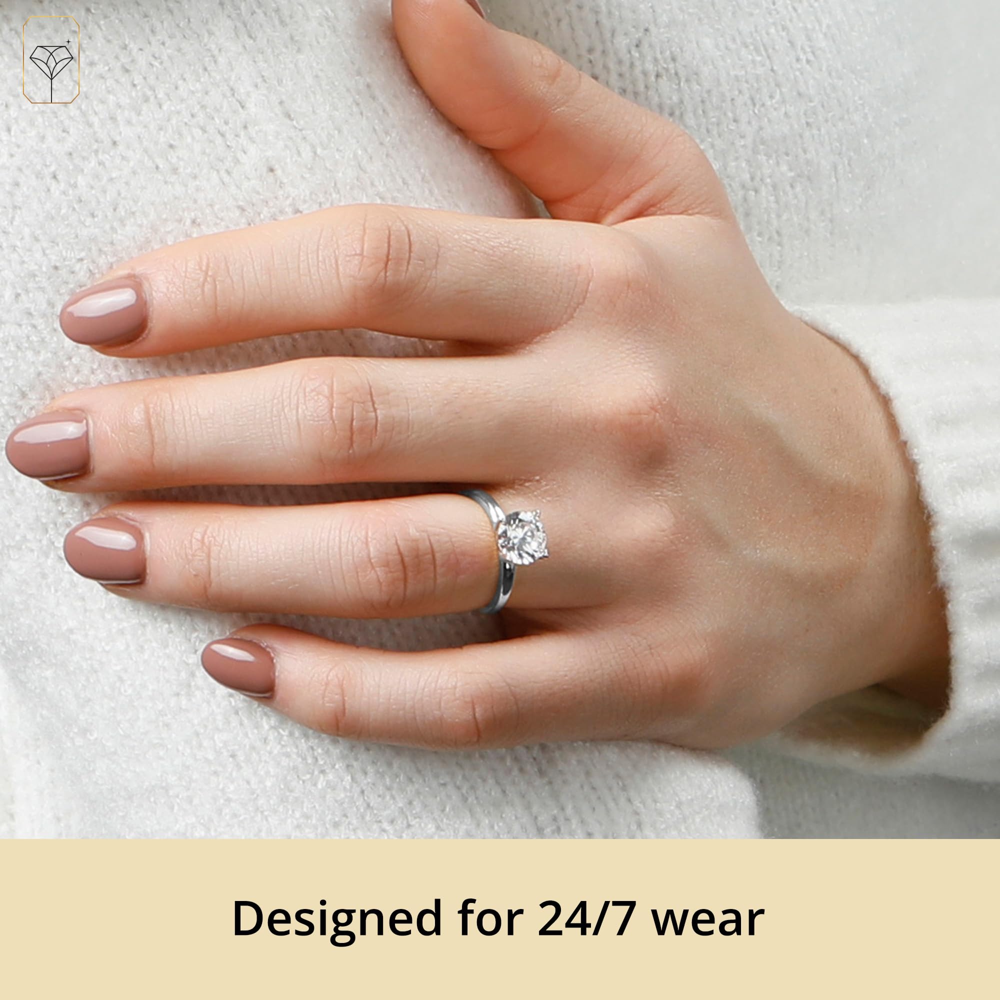 2 Carat Round Cubic Zirconia Solitaire Engagement Ring for Women - 14k Gold Plated CZ Ring with Simulated Diamond | Perfect Proposal, Anniversary Gift & Wedding Jewelry