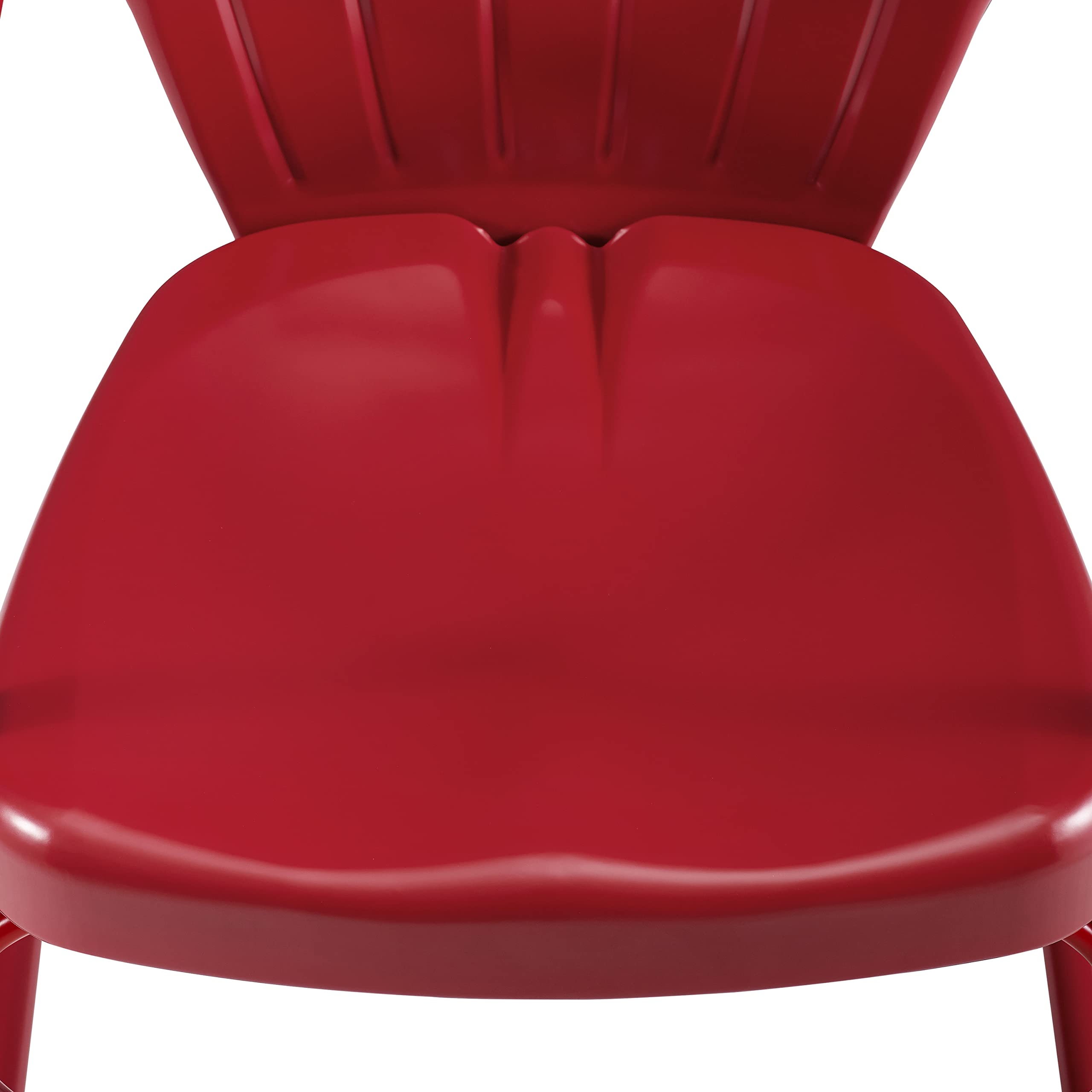 **Crosley Ridgeland 5-Piece Outdoor Dining Set for 4 - Retro Metal Round Patio Table & Chairs with Bright Red Glossy Finish - Perfect for Backyard, Garden, and Poolside Gatherings**