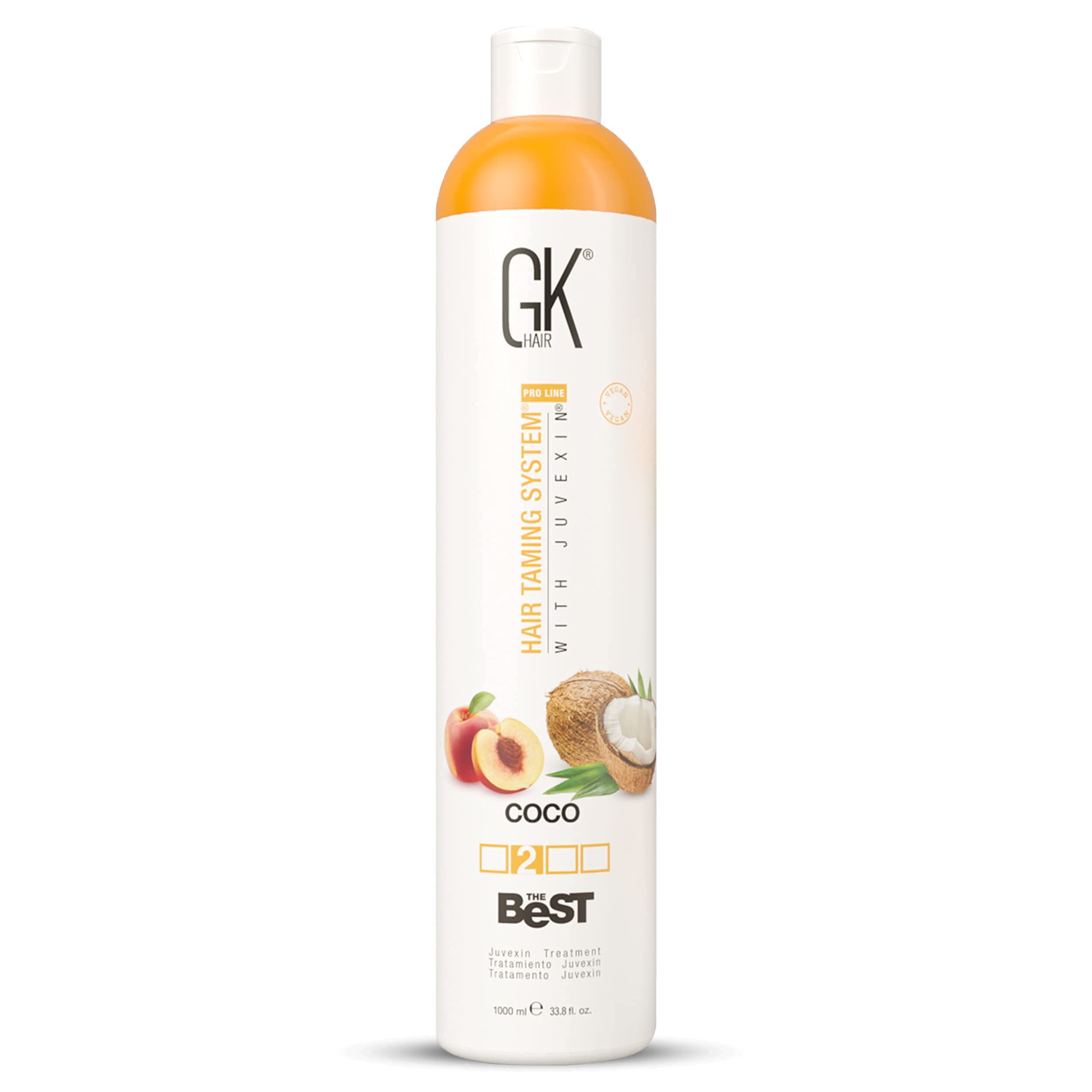 GK HAIR Global Keratin The Best COCO (33.8 Fl Oz/1000ml) Smoothing Keratin Treatment - Professional Brazilian Blowout for Frizz-Free, Silky Hair | Salon-Quality At-Home Straightening for Damaged & Curly Hair | Perfect for Weddings, Special Events & Daily Styling