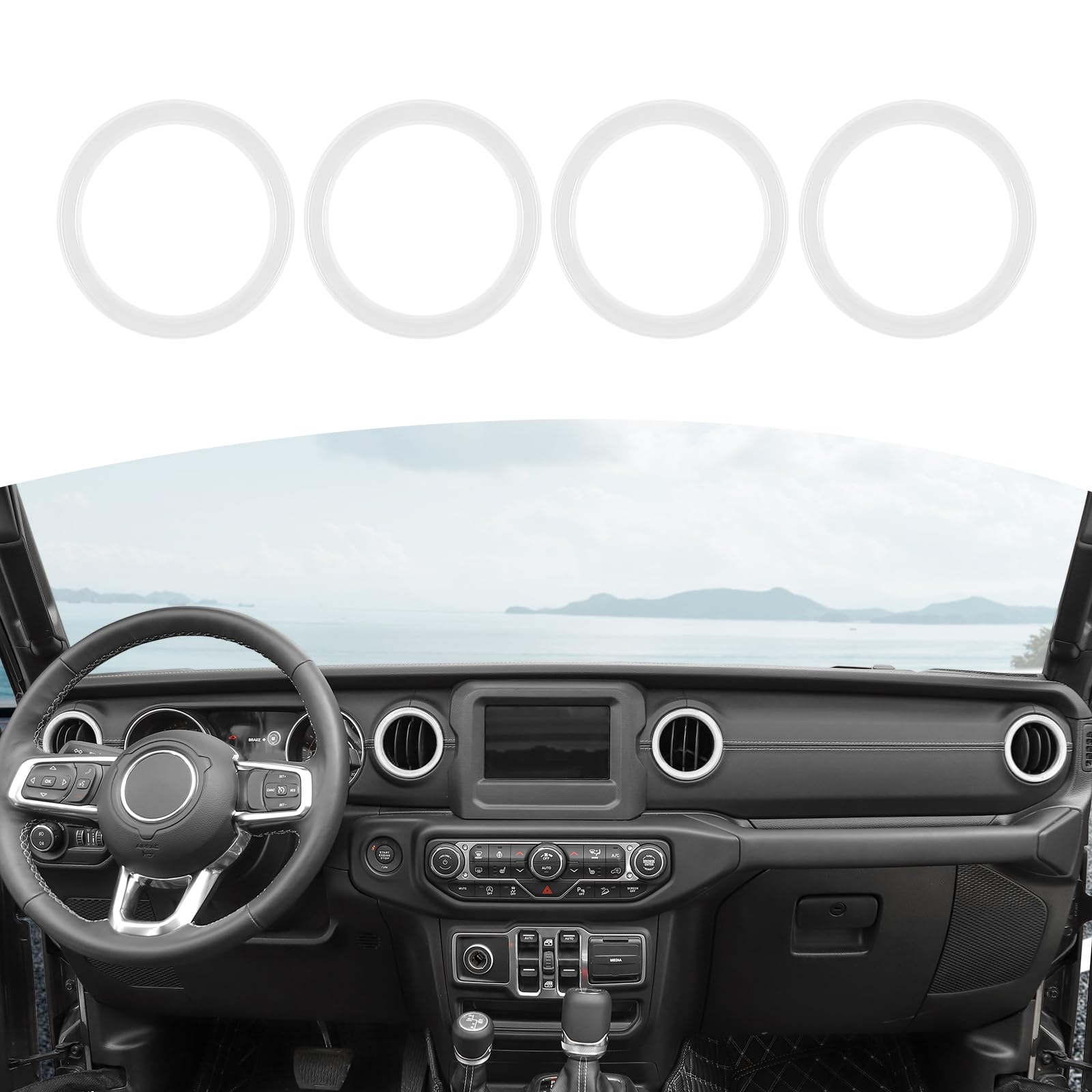 RT-TCZ White Dash Air Vent Cover Trim Stickers for Jeep Wrangler JL JLU & Gladiator JT (2018-2023) - 4pcs Interior Accessories - Perfect for Customization & Protection