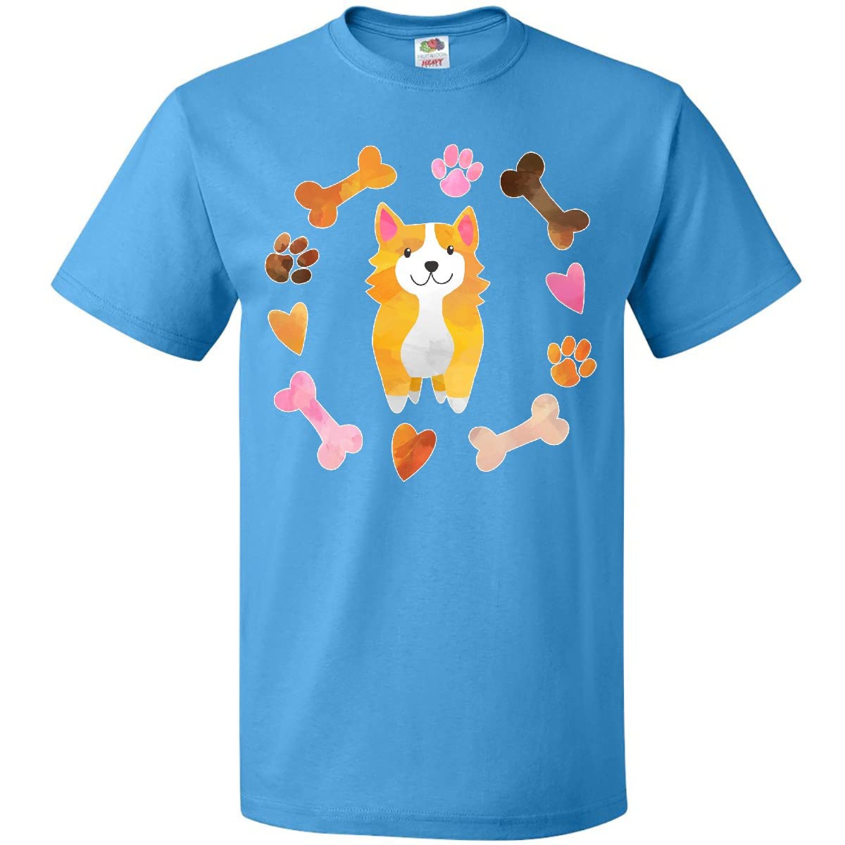 Inktastic Cute Corgi Puppy Valentine T-Shirt with Hearts & Bones Design - Perfect for Valentine's Day, Pet Lovers & Casual Wear