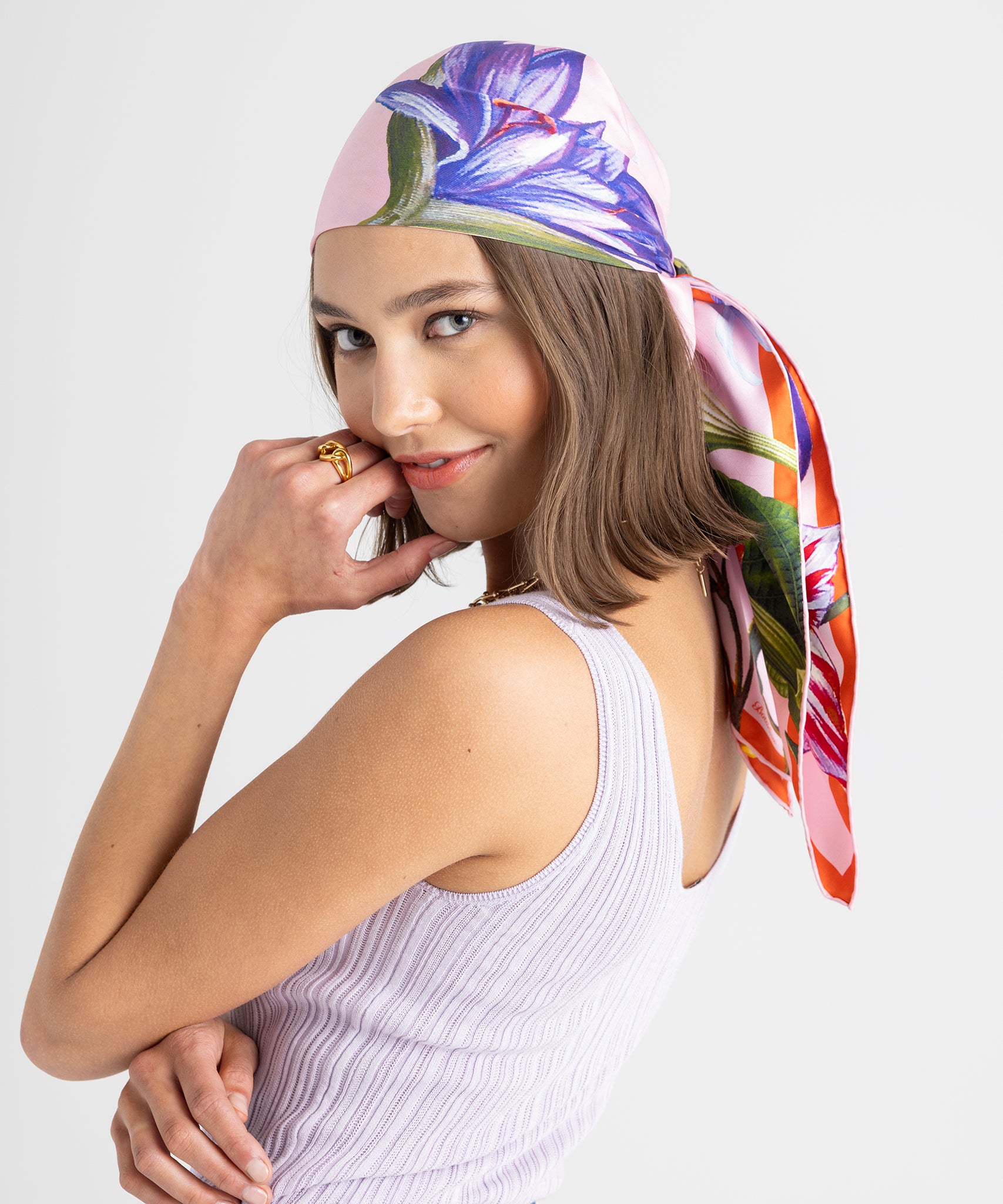 Botanica 35 Silk Square Scarf - Premium Fashion Accessory for Women, Elegant Floral Print Shawl - Perfect for Office, Party & Special Occasions