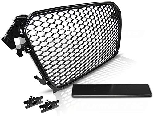 Audi A4 B8 RS-Style Front Grill - VR-47 Honeycomb Mesh Grille in Glossy Black (2011-2015 Sedan/Avant) | Sporty Upgrade for Enhanced Style & Airflow