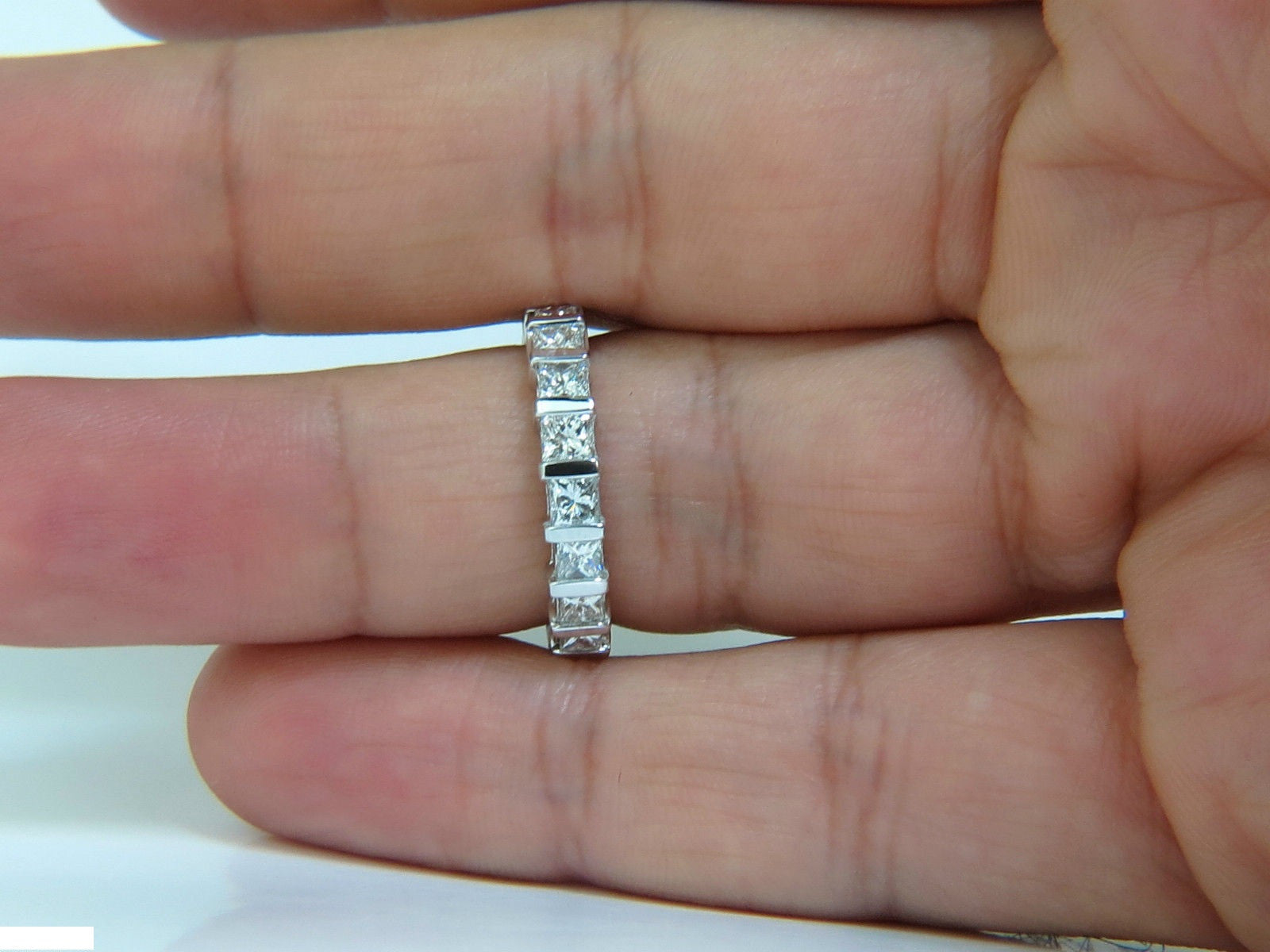 2.85CT Princess Cut Diamond Eternity Ring in 14KT Gold, H/VS Quality, Size 7.25, Channel Setting - Perfect for Anniversaries, Engagements & Special Occasions