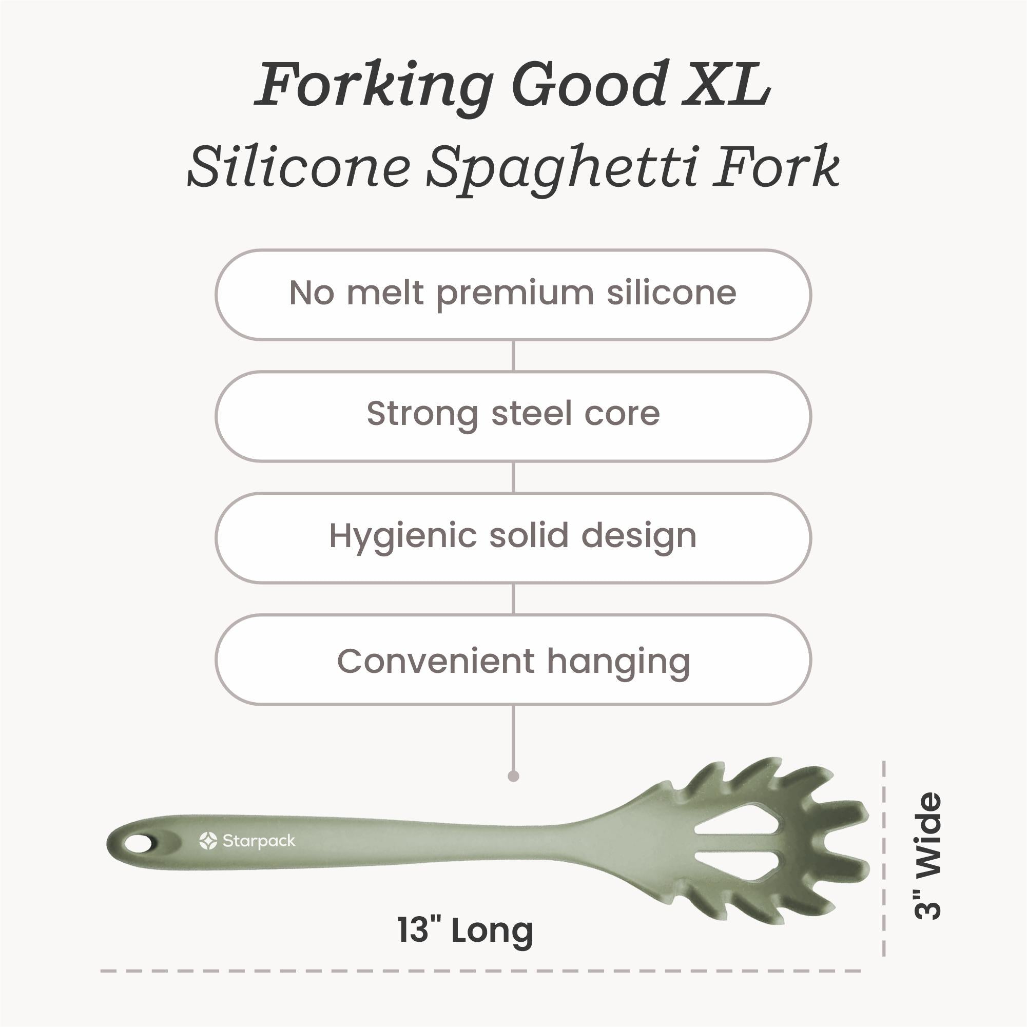 XL Silicone Spaghetti Fork - Heat Resistant & Flexible Pasta Server for Italian Cuisine | Perfect for Family Dinners, Restaurants & Pasta Lovers