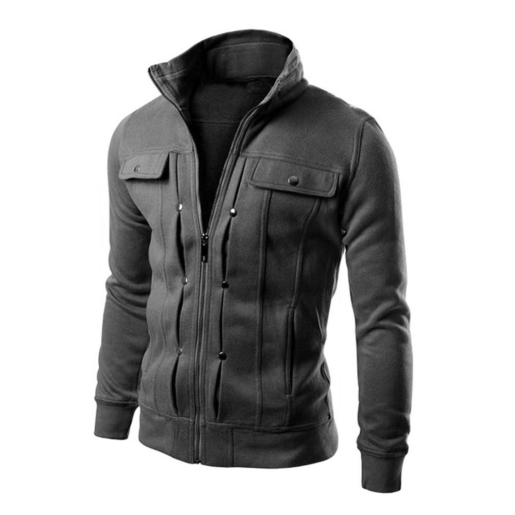 Men's Slim Fit Fleece Zipper Jacket - Lightweight Winter Coat for Outdoor Activities & Casual Wear