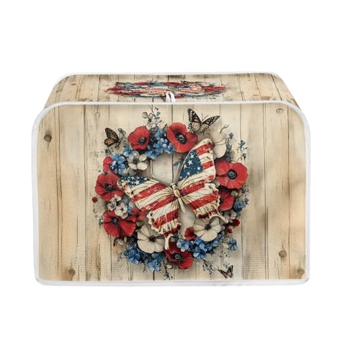 Butterfly American Flag Flower Wood