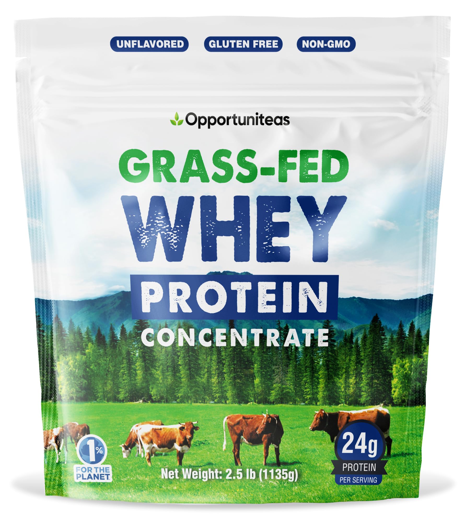Grass Fed Whey Protein Powder Concentrate - Pure 1-Ingredient Protein Supplement for Smoothies, Shakes & Baking | Non-GMO, Hormone Free, Gluten Free | 2.5 lbs | Post-Workout Recovery & Healthy Meal Replacement