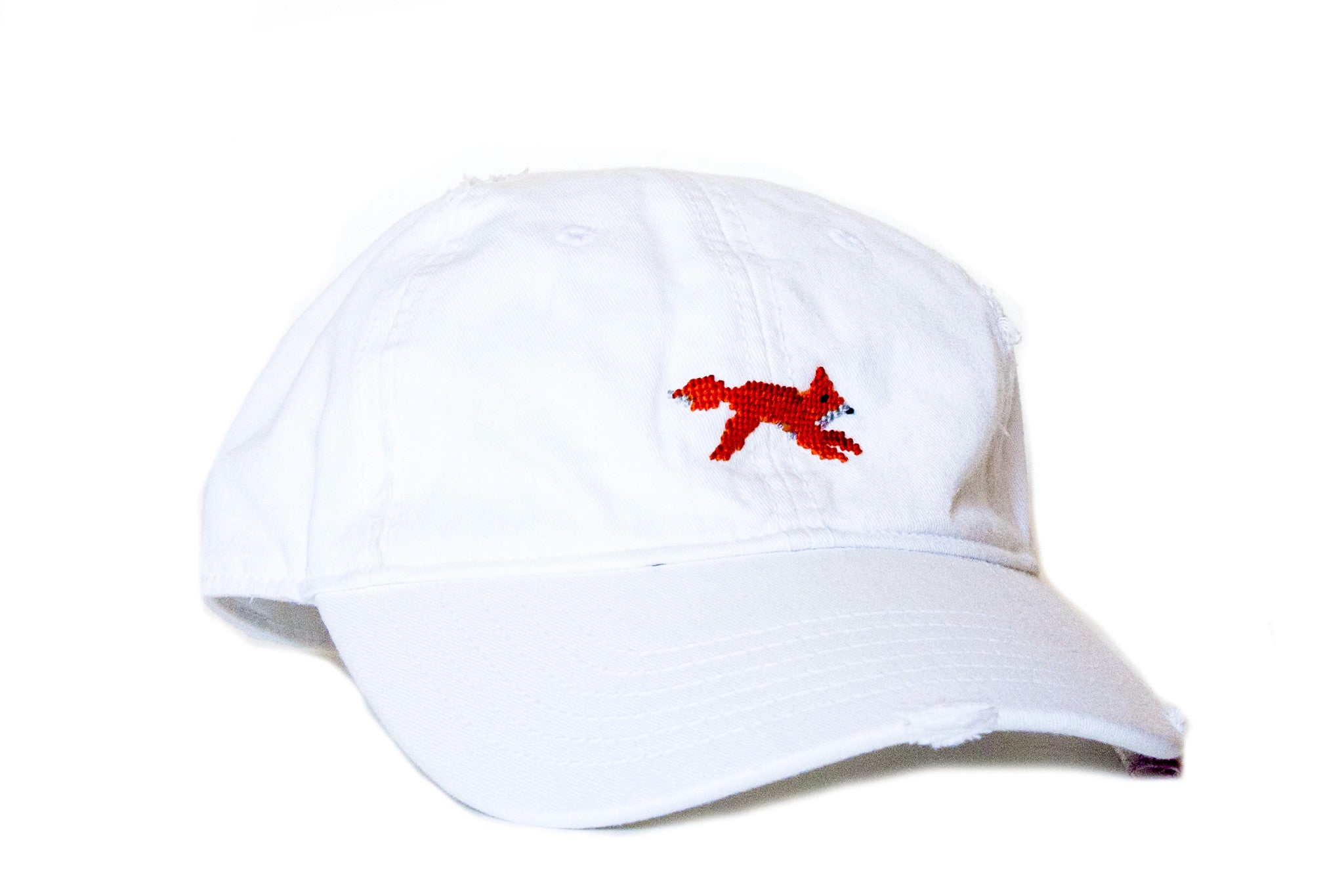 Fox Needlepoint Hat - White | Classic Embroidered Baseball Cap for Men & Women | Perfect for Outdoor Activities, Sports & Casual Wear
