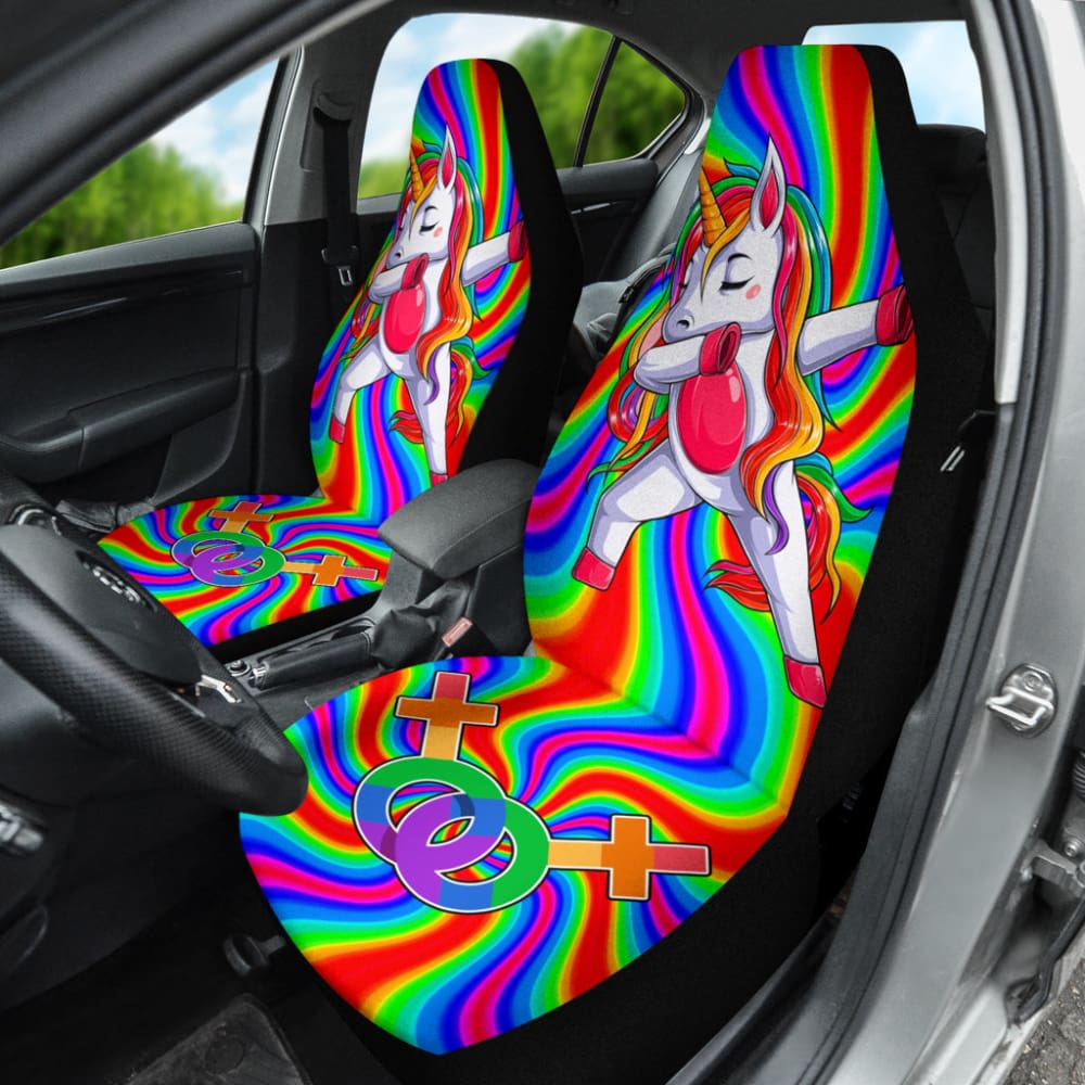 Rainbow Unicorn LGBT Pride Car Seat Covers - Soft Universal Fit for Cars, Trucks & SUVs - Perfect for Pride Parades, Road Trips & LGBTQ+ Supporters