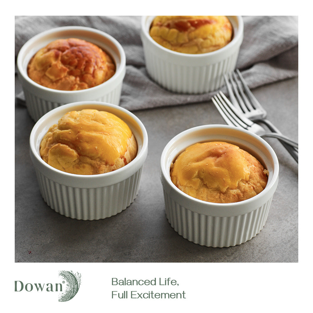 6-Piece 8Oz Porcelain Ramekins Set - Oven Safe Baking Dishes for Crème Brûlée, Soufflés & Desserts - Perfect for Home Baking & Restaurant Use