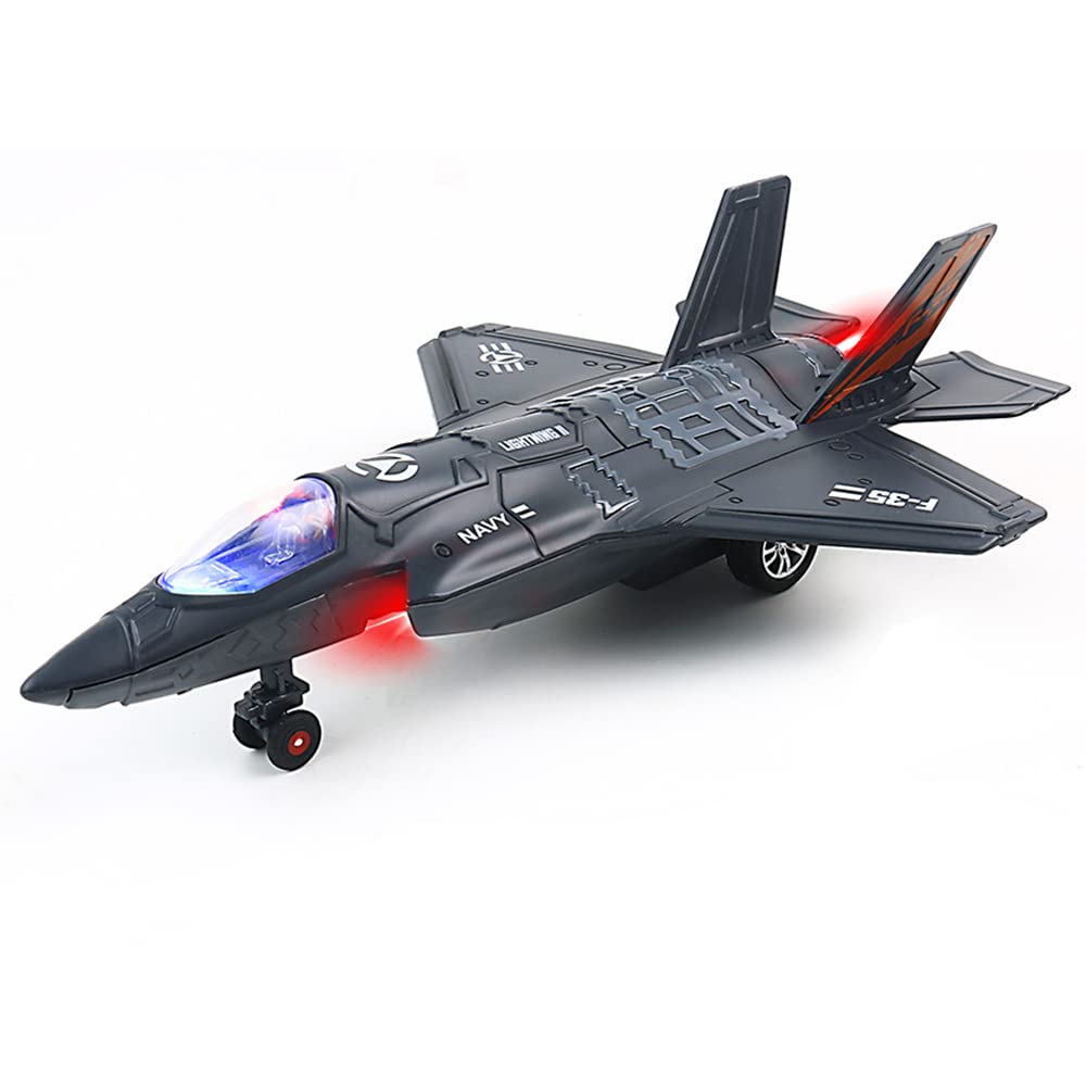 F35 Fighter Jet Toy for Kids - Pull Back Diecast Metal Airplane Model with Light & Sound Effects | Military Aircraft Collection, Birthday Gift for Boys | Playtime, Room Decor & Aviation Enthusiast Display