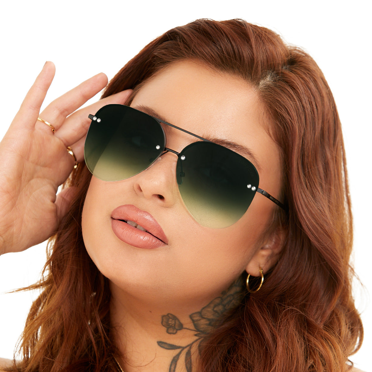Smaller Megan 2 Dark Green Metal Aviator Sunglasses for Women - Retro Pilot Style UV Protection Shades - Perfect for Driving, Beach & Outdoor Activities